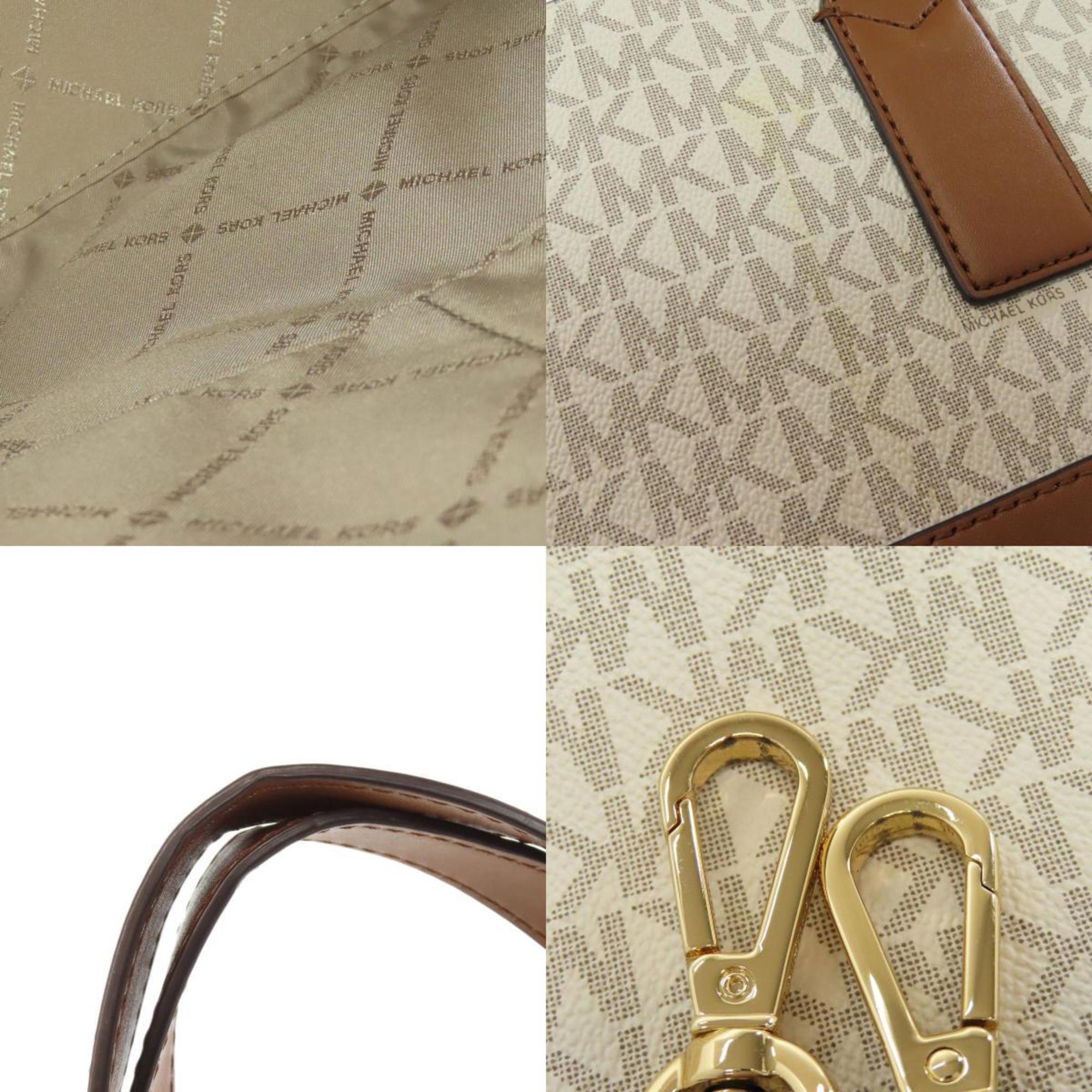 Michael Kors Brown White Pvc Tote Bag (Pre-Owned)