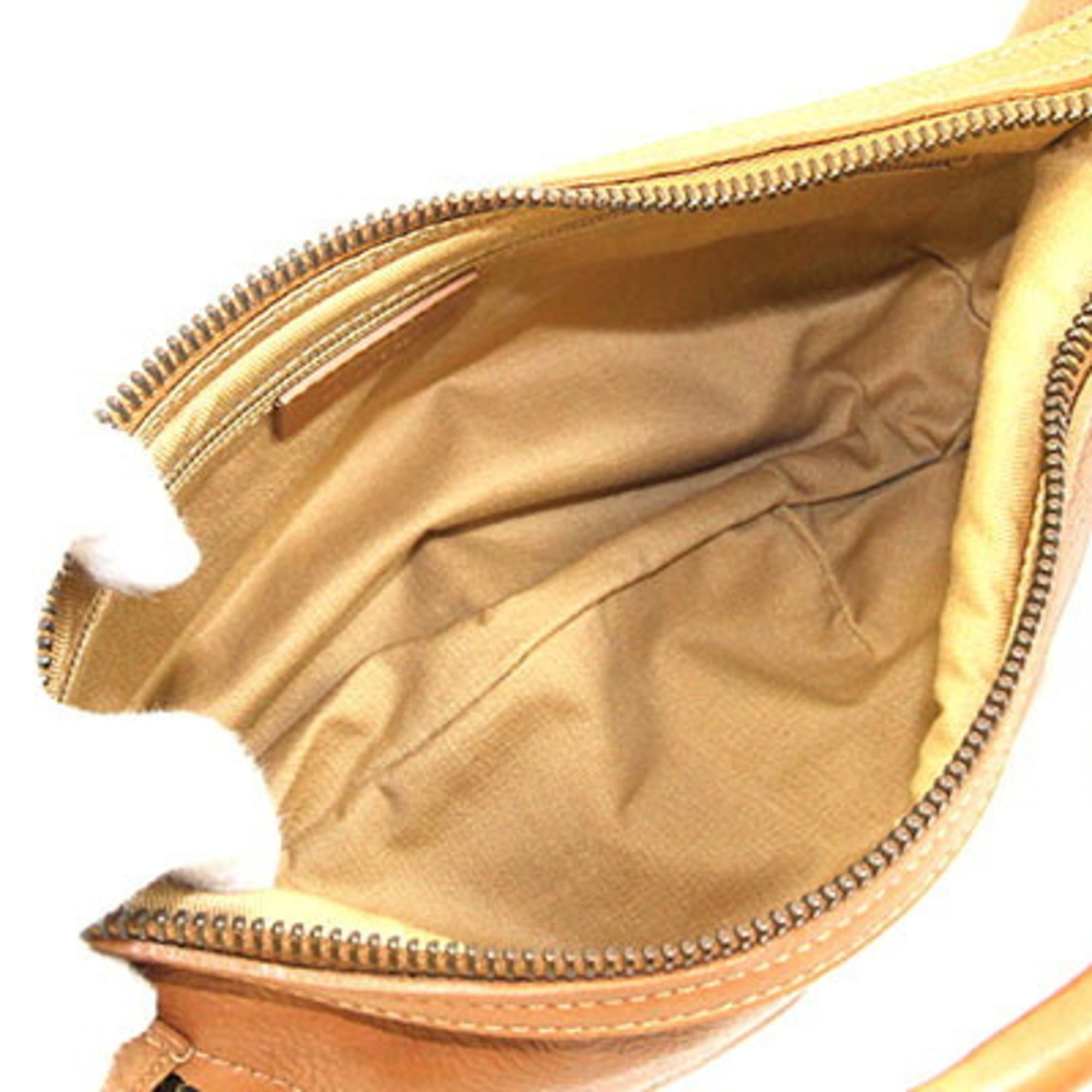 Salvatore Ferragamo Gancini Brown Leather Handbag Shoulder Bag (Pre-Owned)