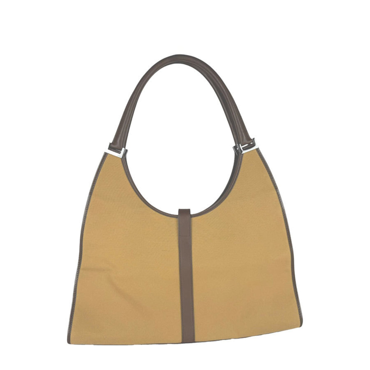 Gucci Beige Brown Yellow Canvas Leather Handbag (Pre-Owned)