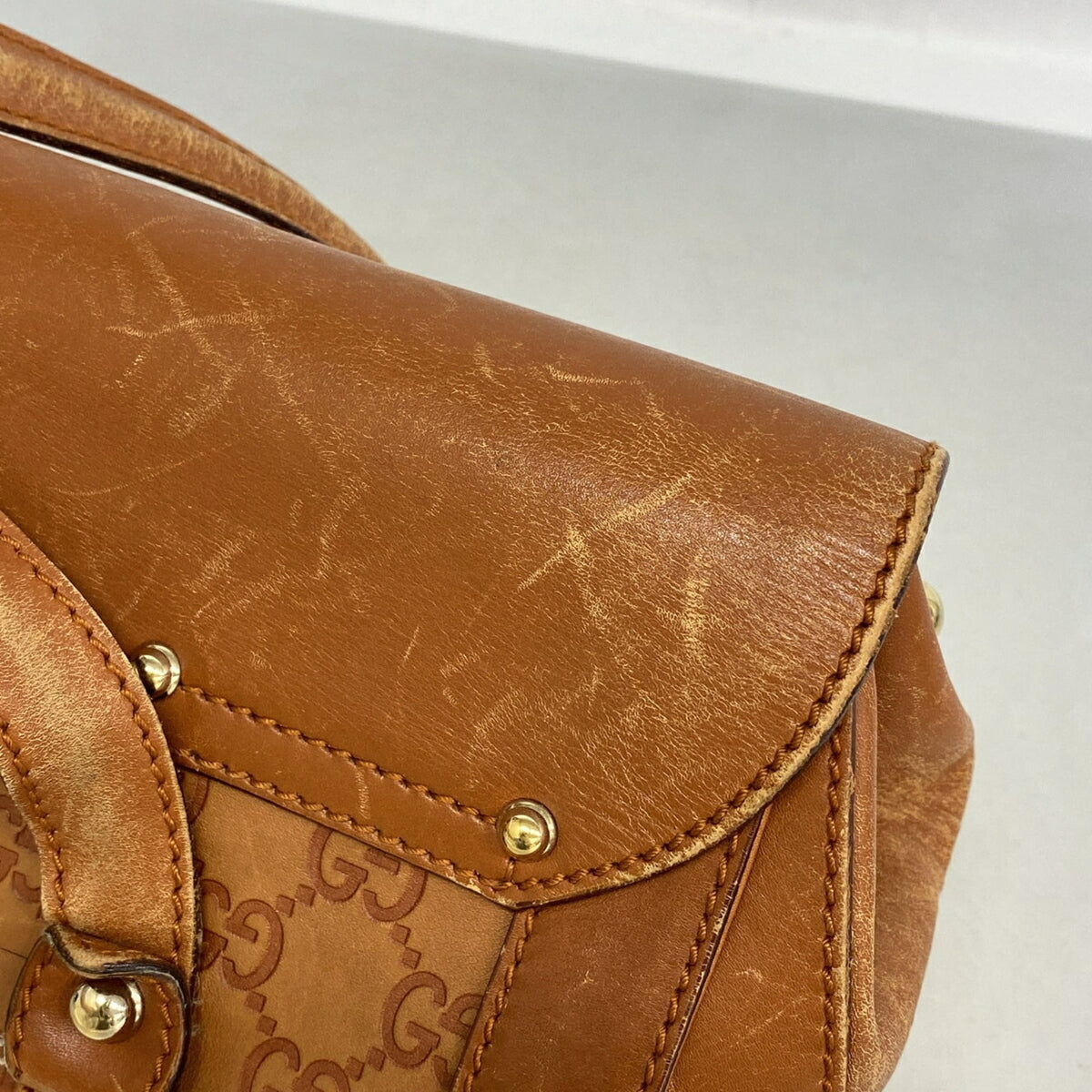 Gucci Brown Leather Shoulder Bag (Pre-Owned)