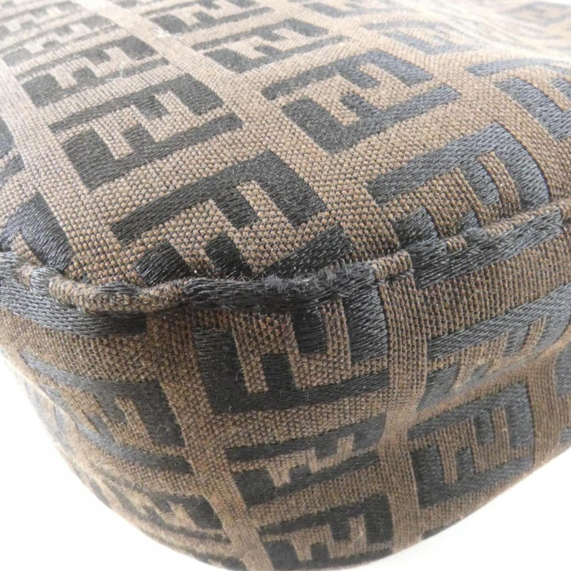 Fendi Black Brown Canvas Shoulder Bag (Pre-Owned)