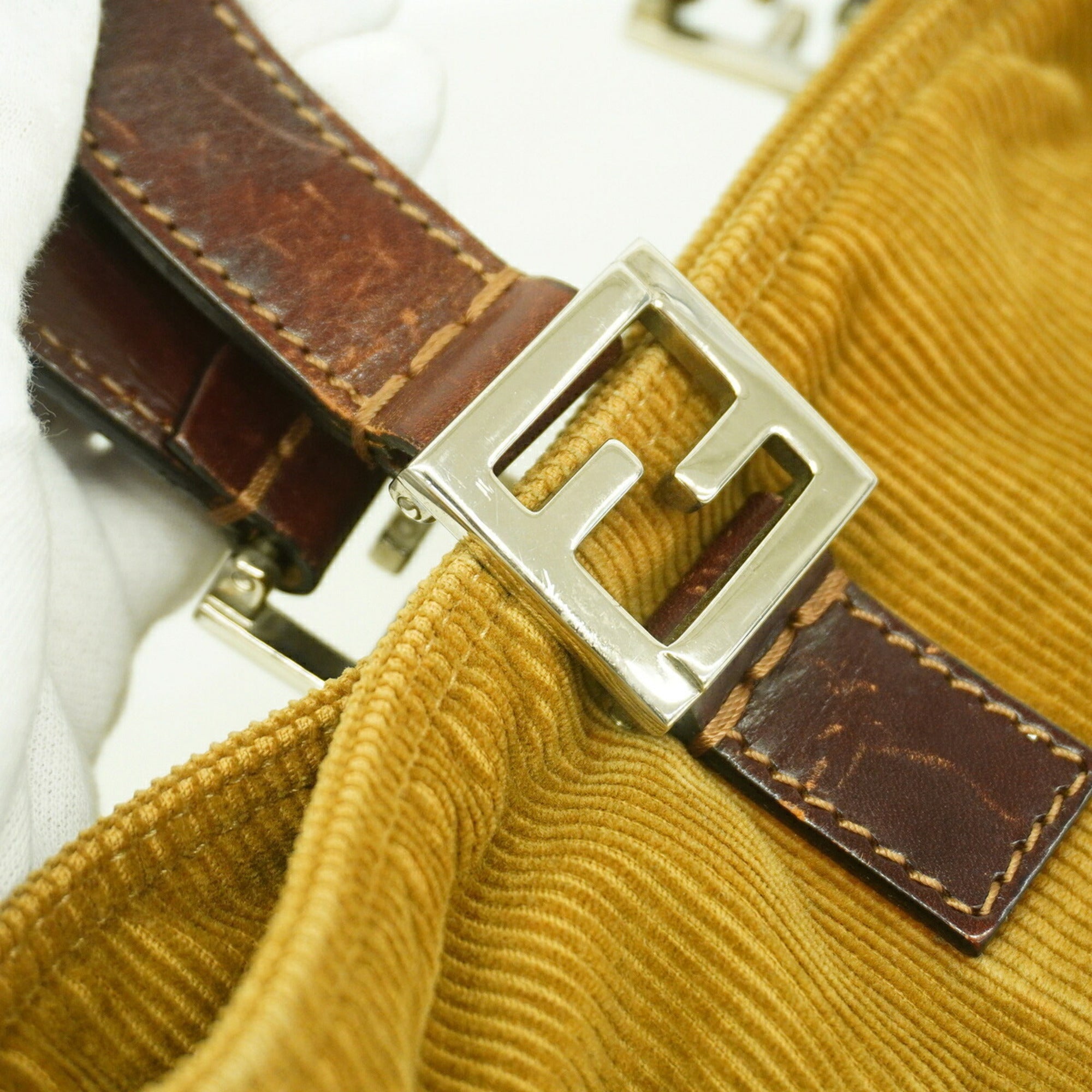 Fendi Ochre Cord Handbag (Pre-Owned)