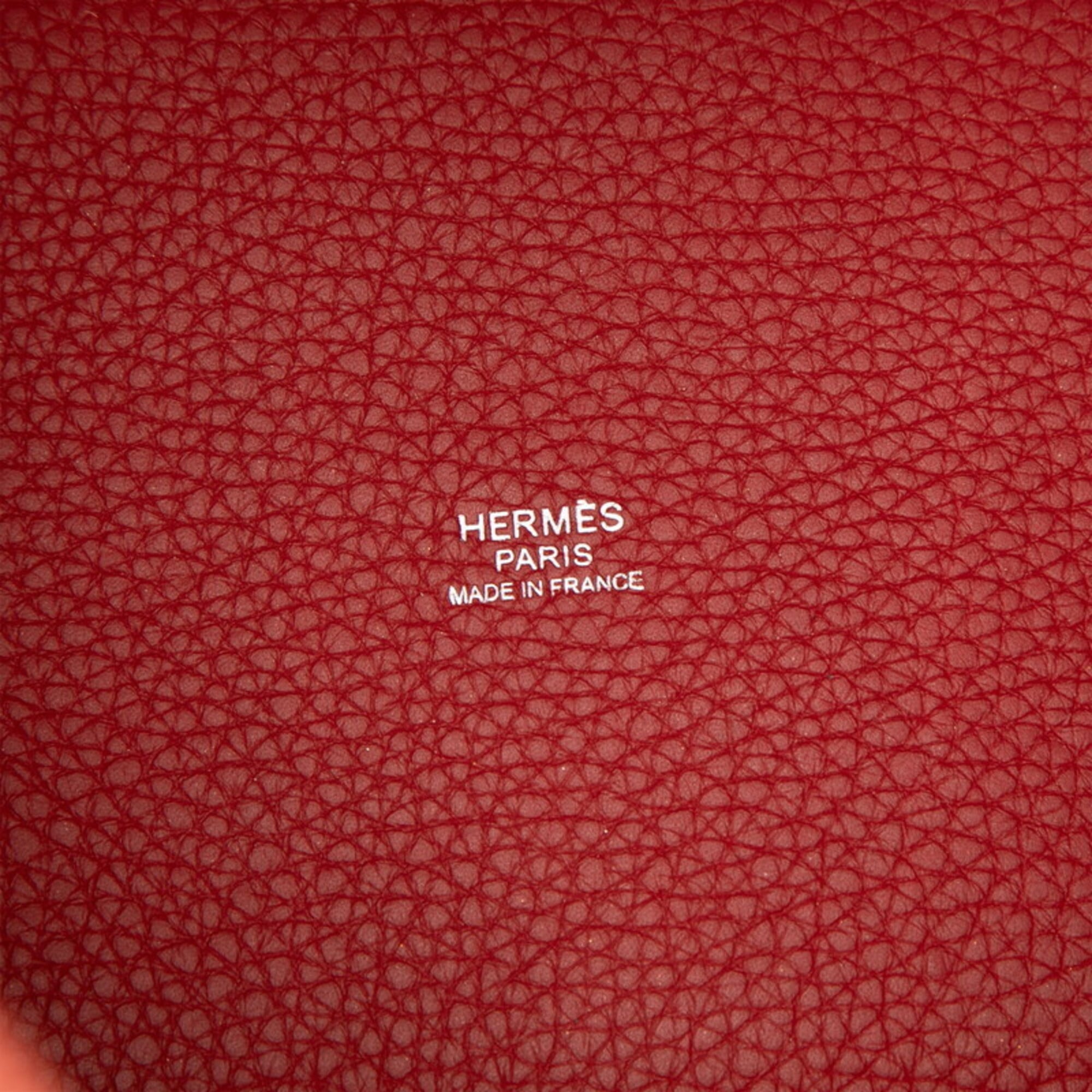 Hermes Red Color Taurillon Clemence Leather Handbag (Pre-Owned)