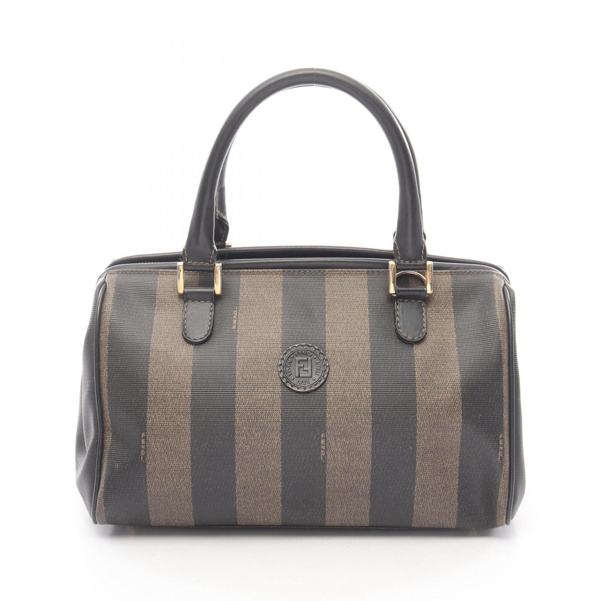 Fendi Black Brown Coated Canvas Pvc Leather Handbag Tote Bag (Pre-Owned)