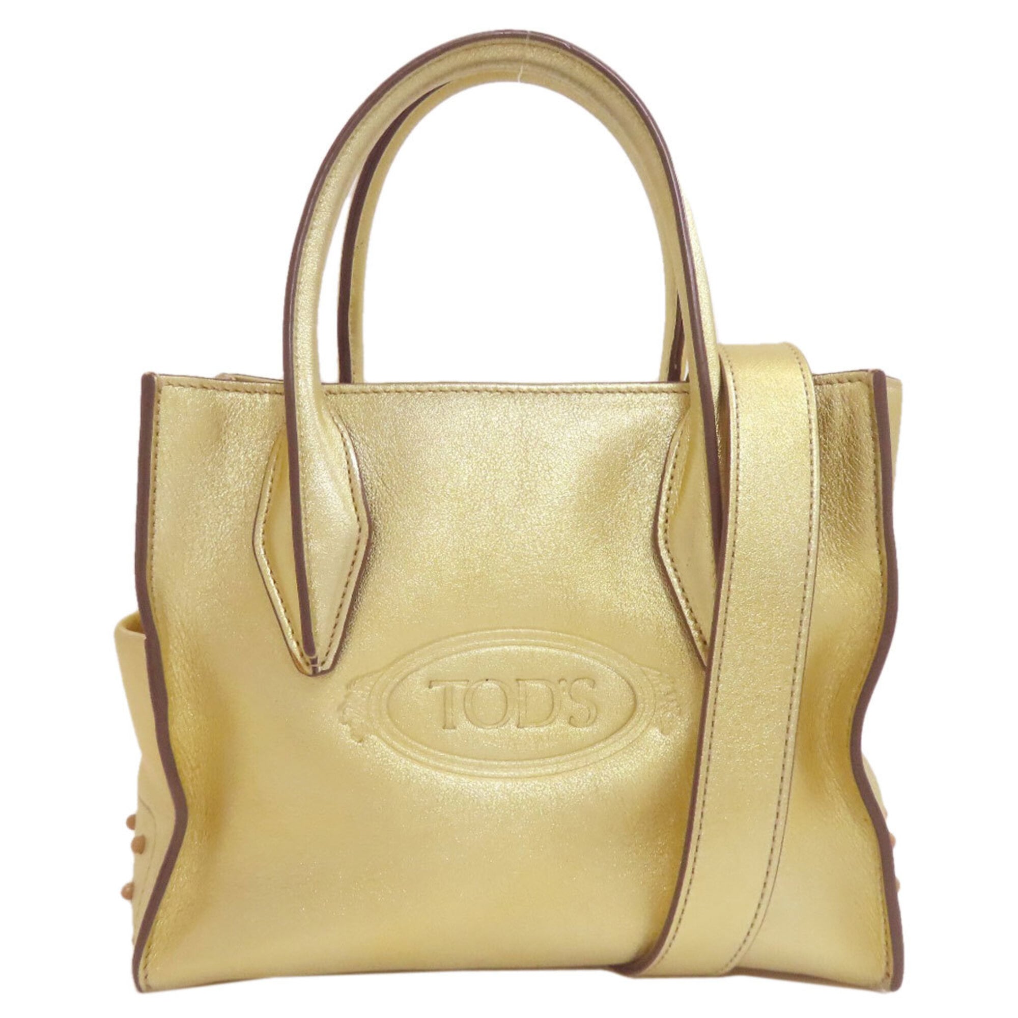 Tod's Gold Leather Handbag (Pre-Owned)
