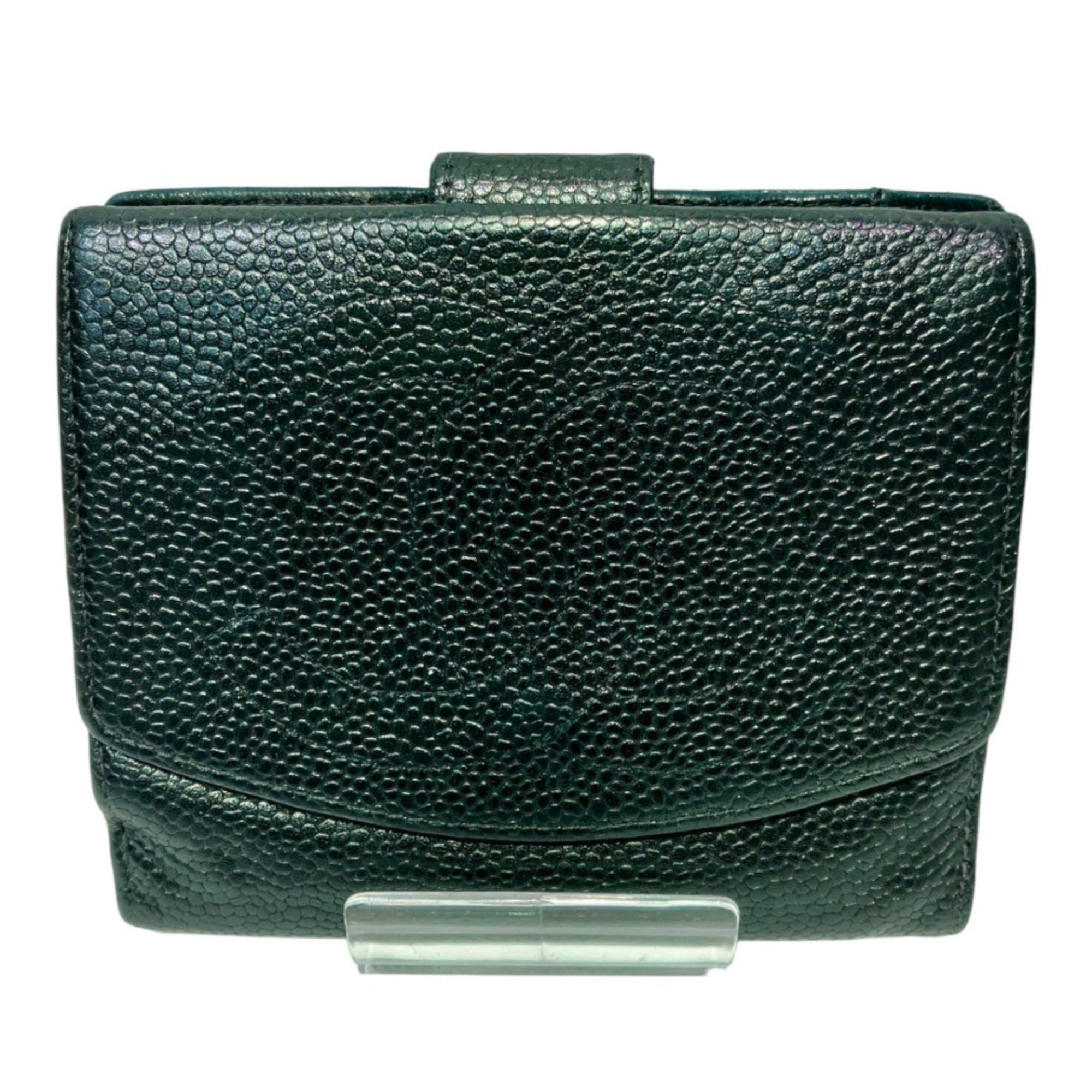 Chanel Black Grained Calfskin Wallet (Bi-Fold) (Pre-Owned)