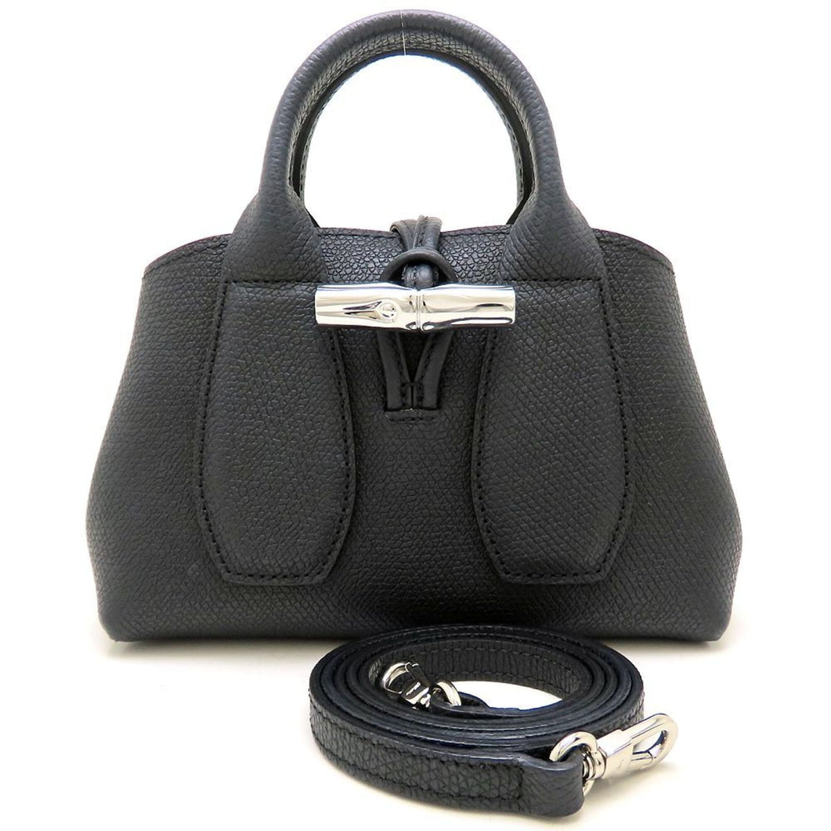 Longchamp Black Leather Shoulder Bag (Pre-Owned)