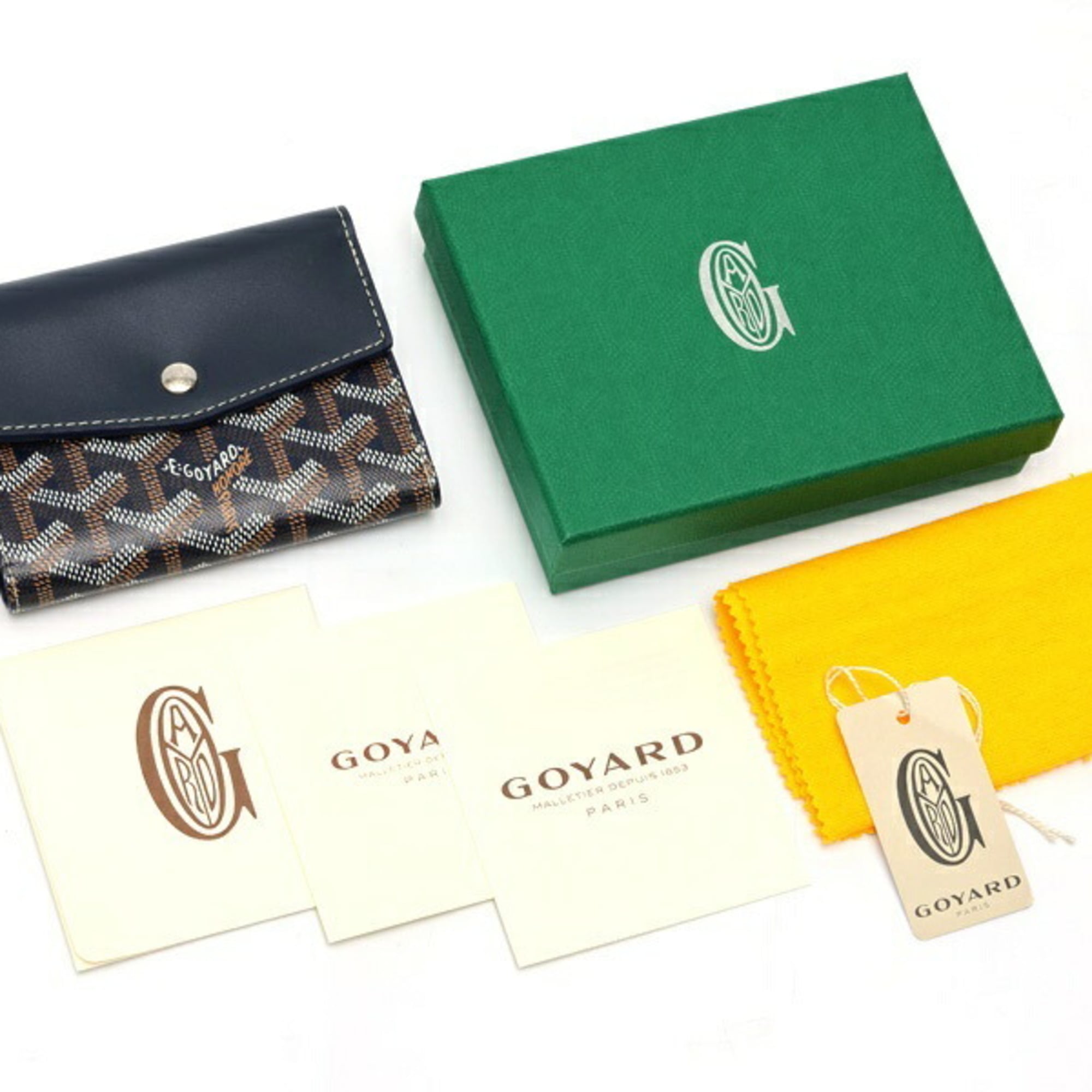 Goyard Blue Navy Canvas Leather Wallet (Tri-Fold) (Pre-Owned)
