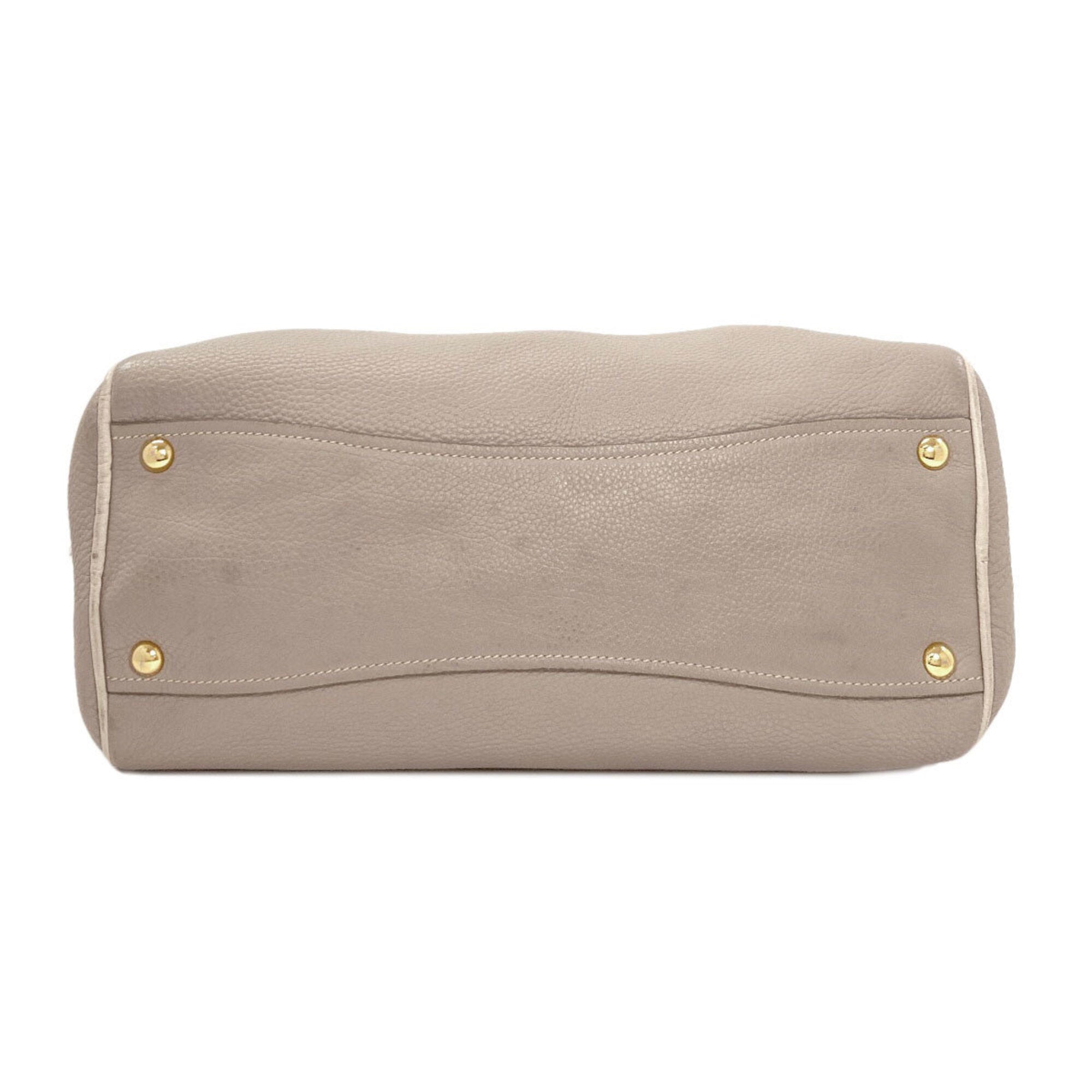 Miu Miu Gray Leather Tote Bag (Pre-Owned)