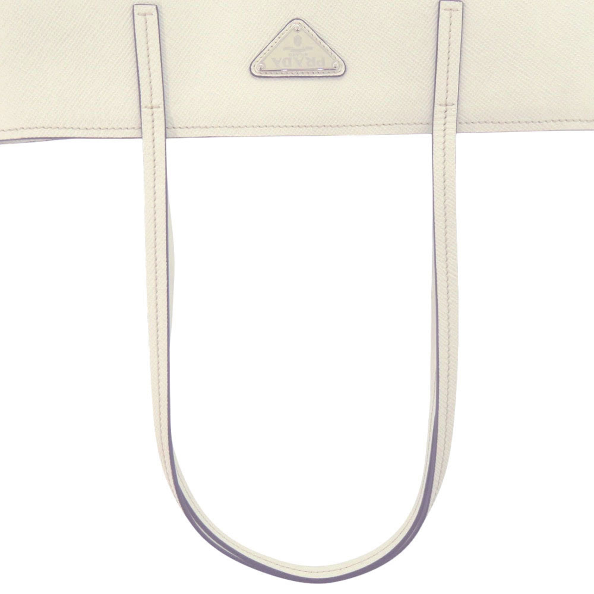 Prada White Saffiano Shoulder Bag Tote Bag (Pre-Owned)