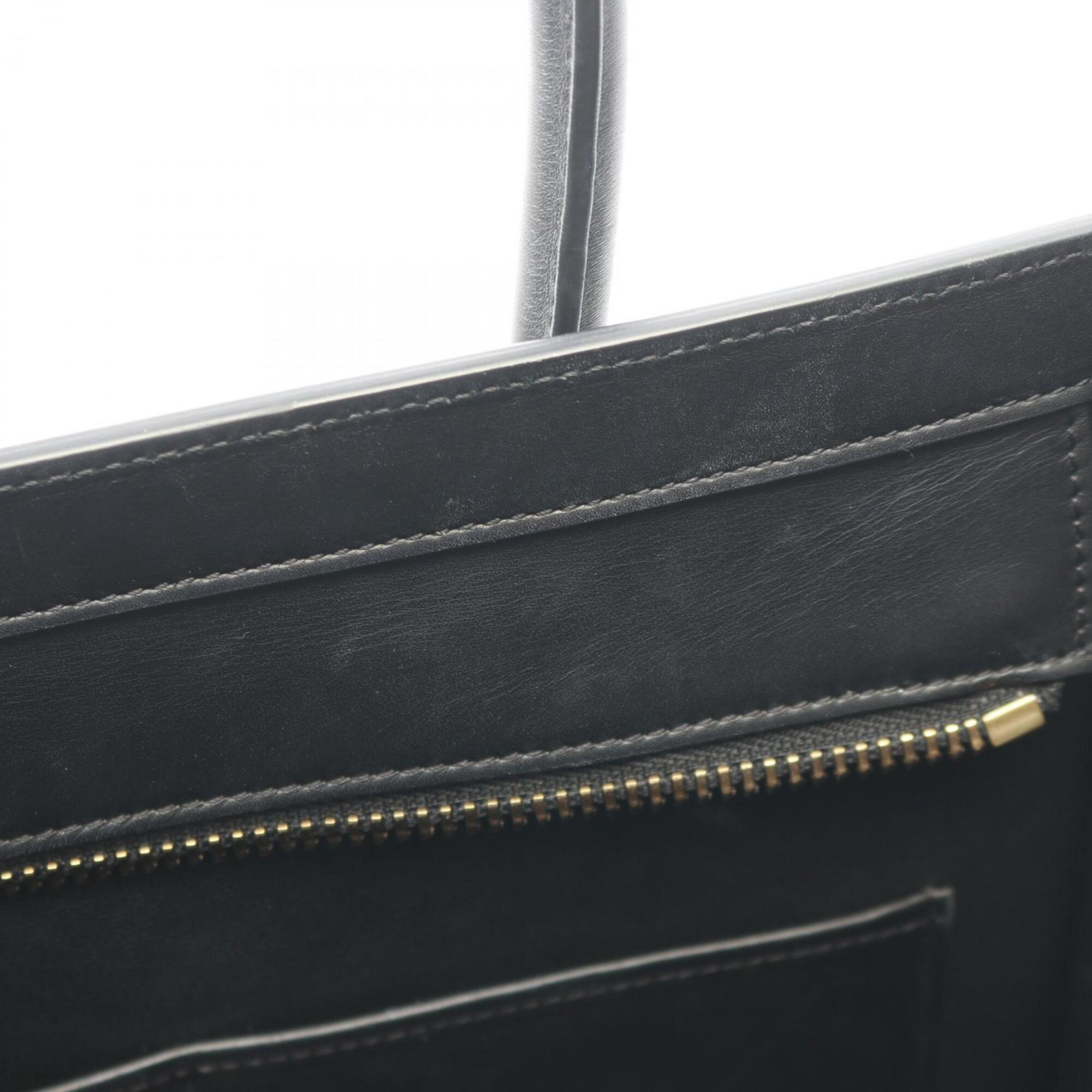 Celine Beige Black White Leather Handbag Tote Bag (Pre-Owned)