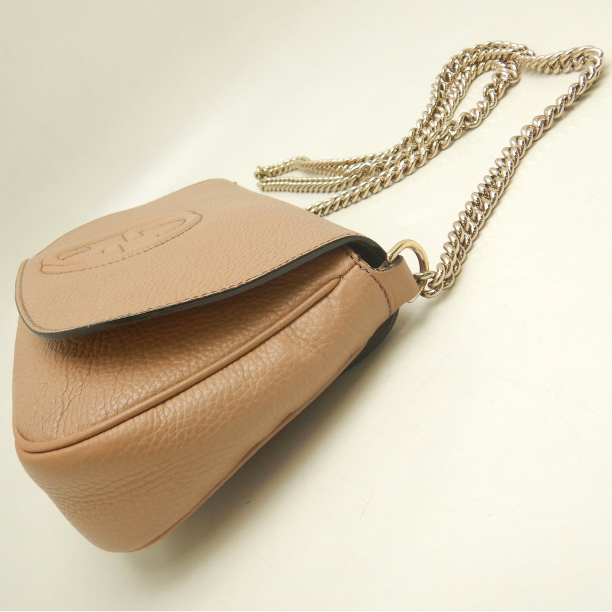 Gucci Pink Beige Leather Shoulder Bag (Pre-Owned)