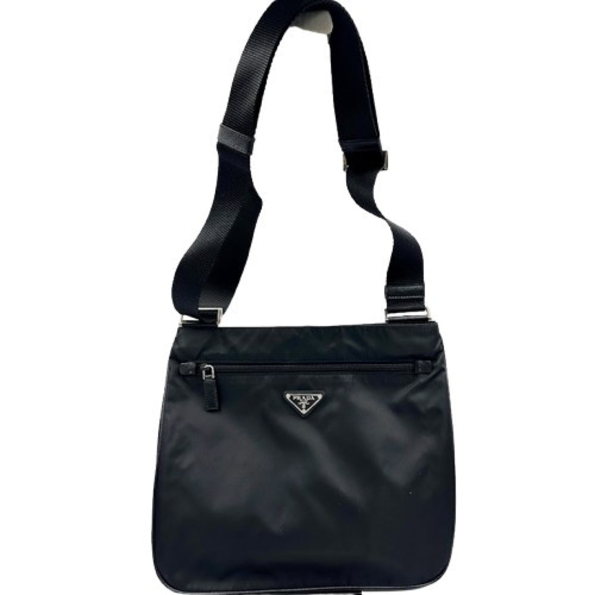 Prada Black Nylon Saffiano Triangle Shoulder Bag (Pre-Owned)
