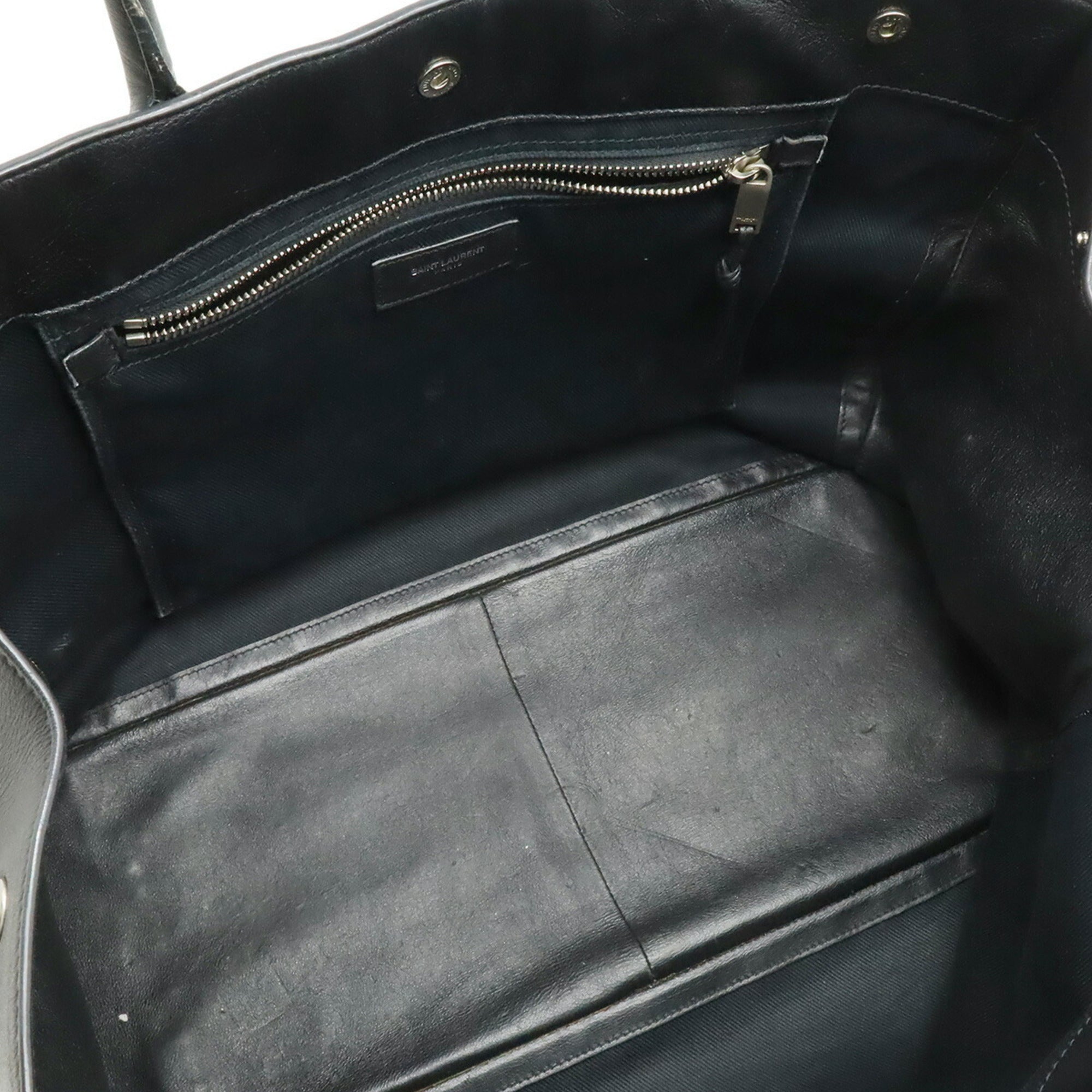 Yves Saint Laurent Black Leather Shoulder Bag Tote Bag (Pre-Owned)