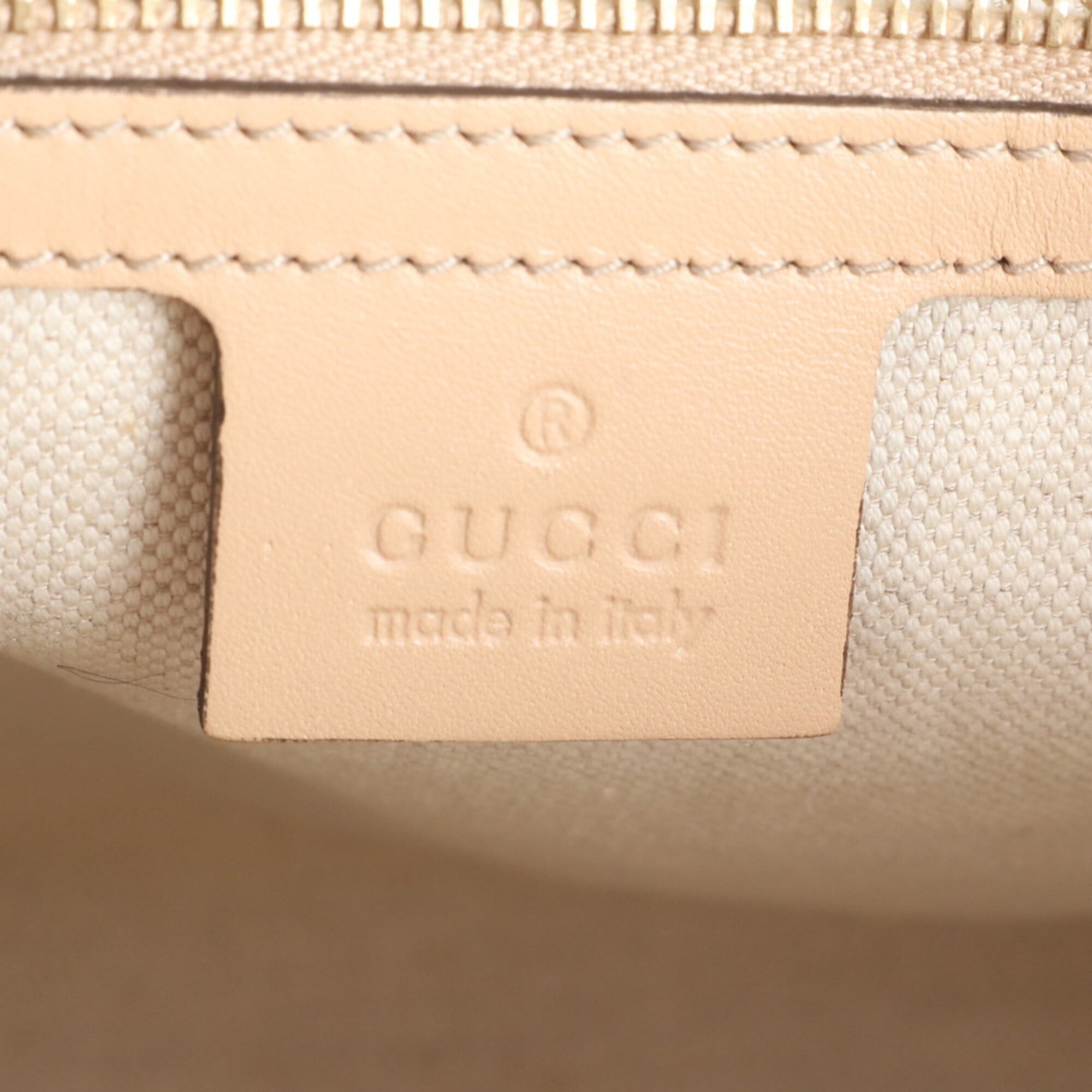 Gucci Beige Pink Gold Leather Canvas Handbag Shoulder Bag Tote Bag (Pre-Owned)