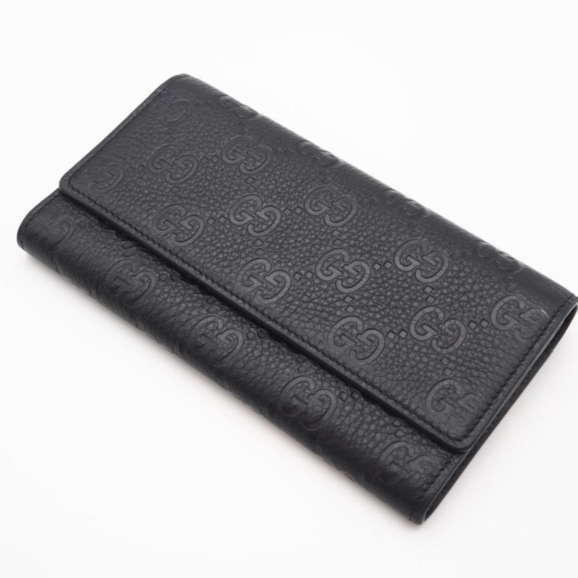 Gucci Black Leather Long Wallet (Bi-Fold) (Pre-Owned)