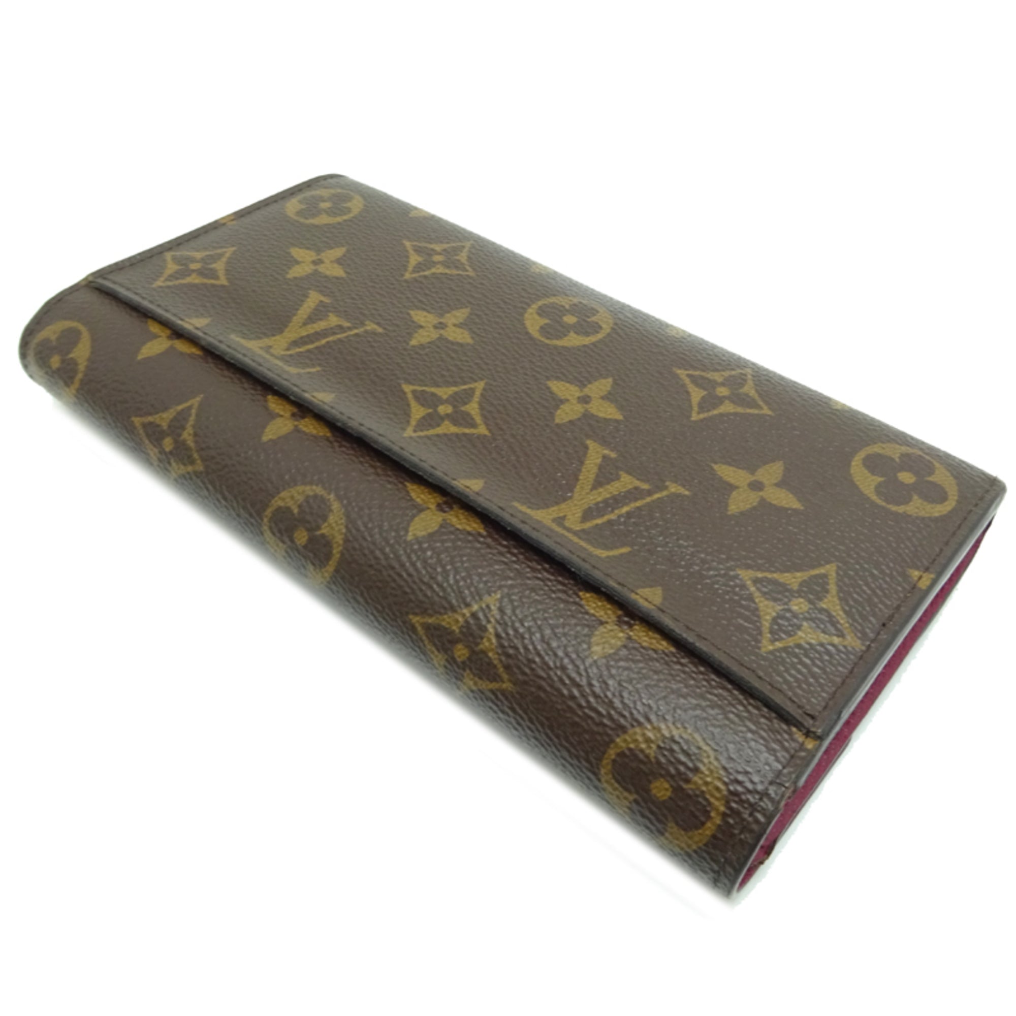 Louis Vuitton Brown Fuchsia Pink Monogram Long Wallet (Bi-Fold) (Pre-Owned)