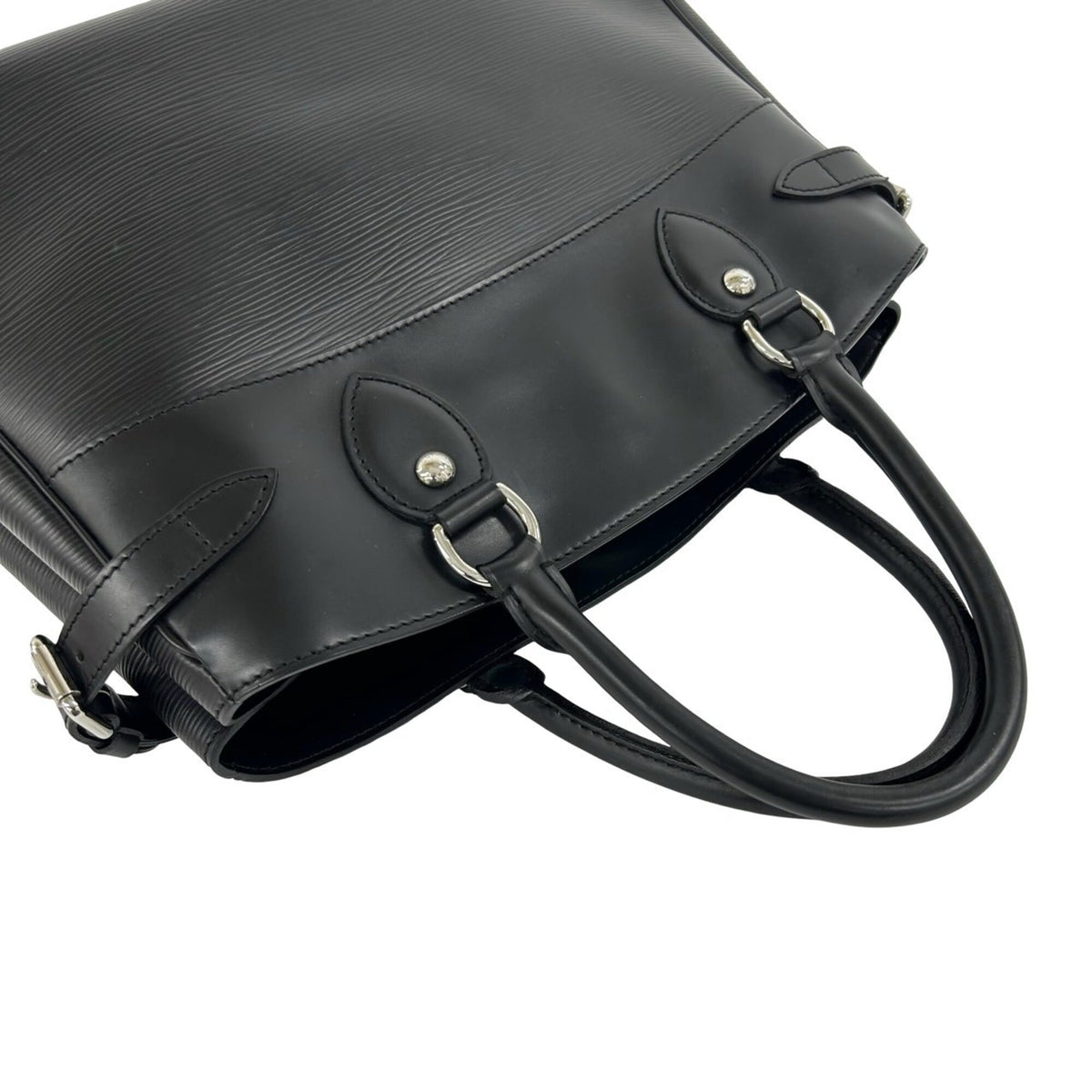 Louis Vuitton Black Leather Boston Bag Handbag Tote Bag (Pre-Owned)