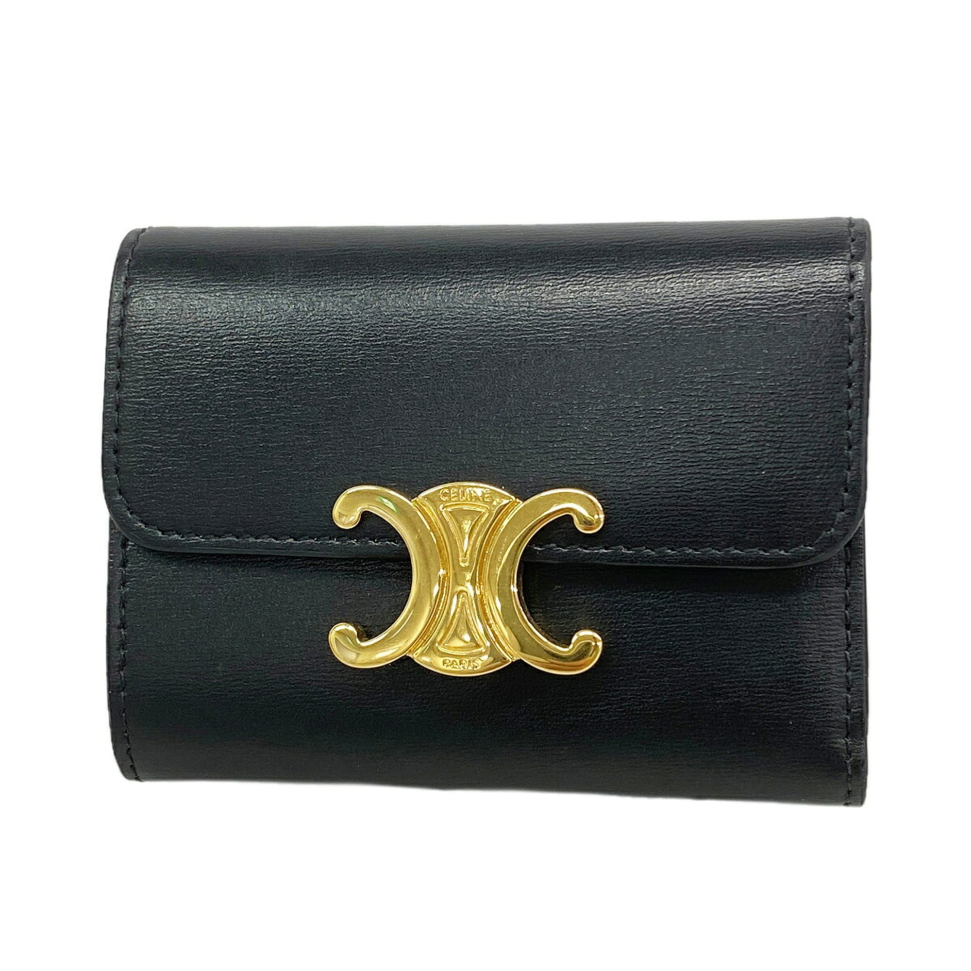 Celine Black Leather Wallet (Tri-Fold) (Pre-Owned)