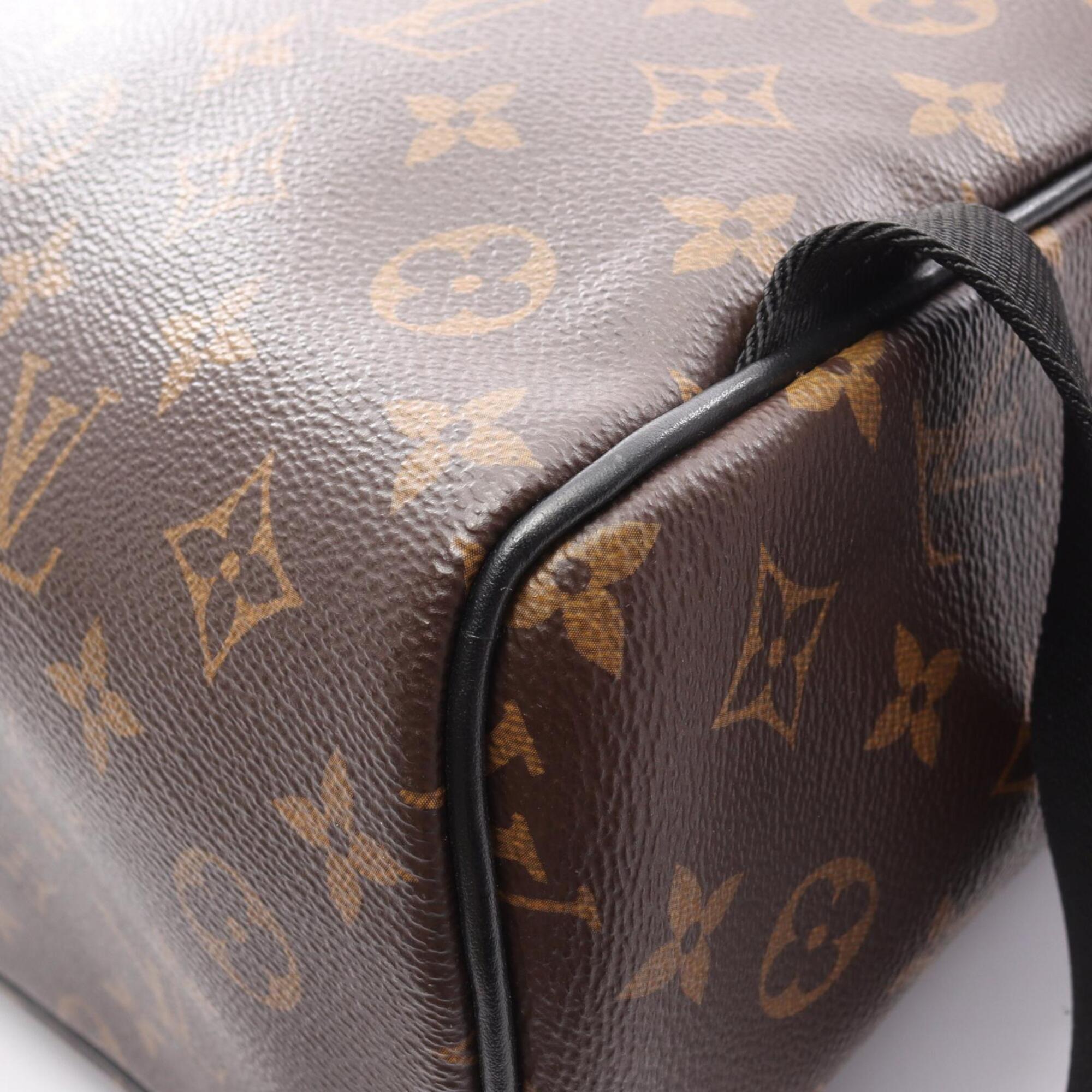 Louis Vuitton Black Brown Monogram Macassar Coated Canvas Pvc Monogram Leather Backpack Handbag (Pre-Owned)