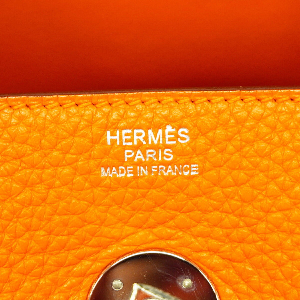 Hermes Orange Taurillon Clemence Leather Handbag (Pre-Owned)