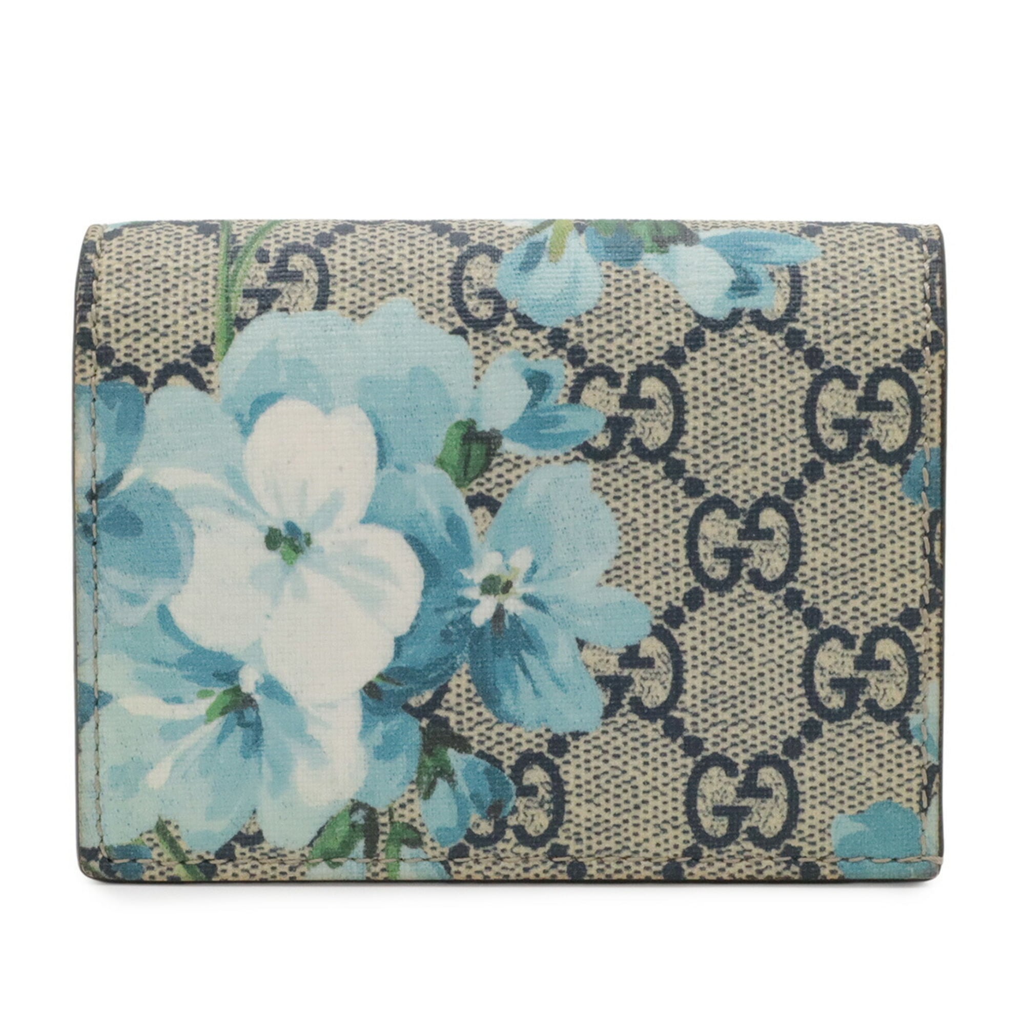 Gucci Gg Blooms Blue Multi-Color Red Color Gg Supreme Leather Wallet (Bi-Fold) (Pre-Owned)