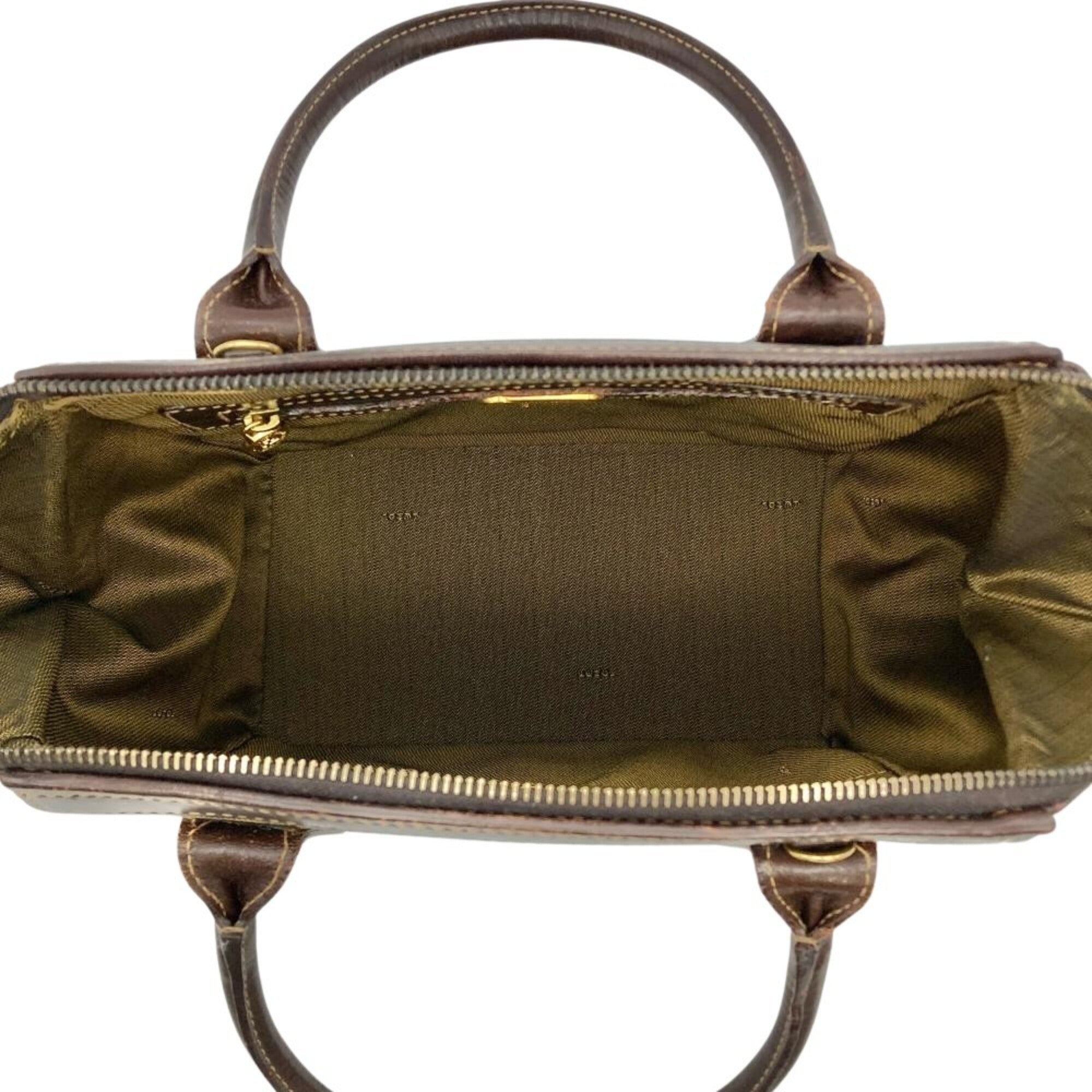 Fendi Zucca Brown Jacquard Leather Handbag Shoulder Bag (Pre-Owned)