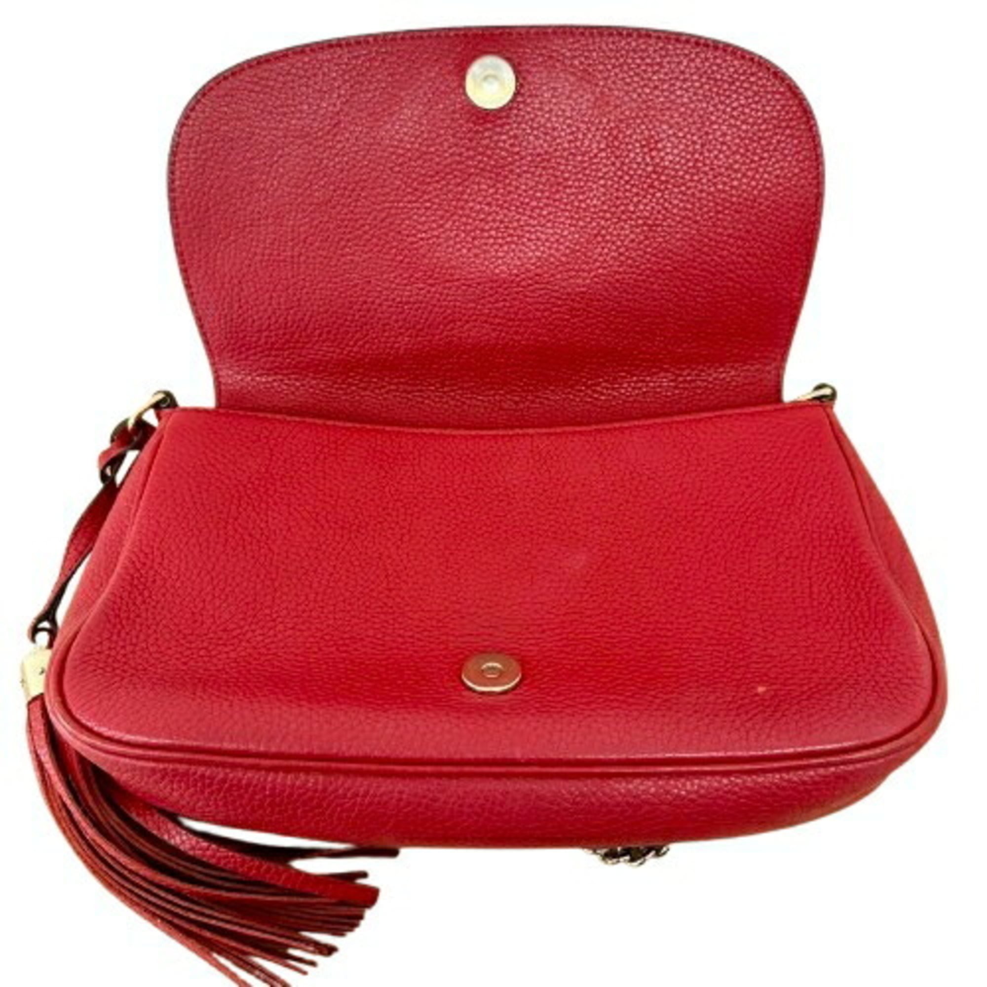 Gucci Soho Red Color Leather Shoulder Bag (Pre-Owned)