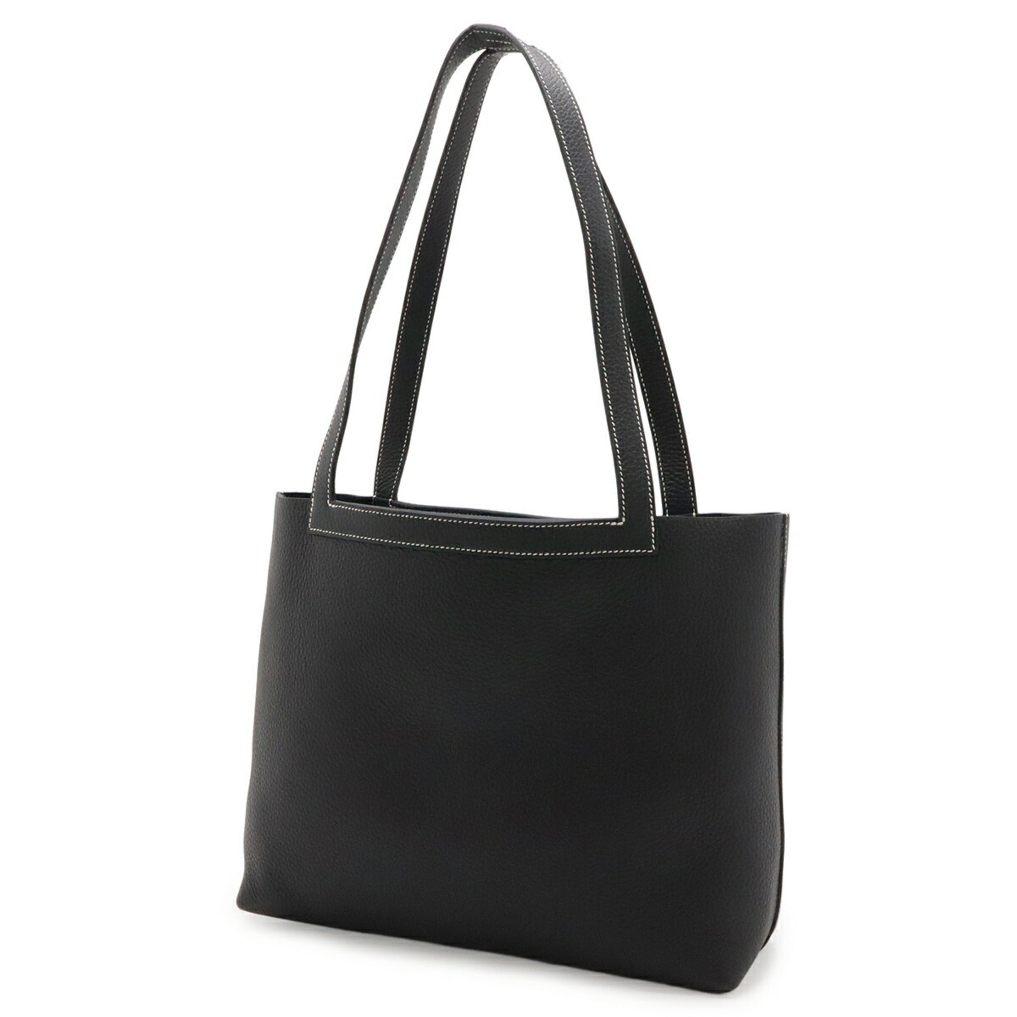 Hermes Black Taurillon Clemence Leather Shoulder Bag Tote Bag (Pre-Owned)