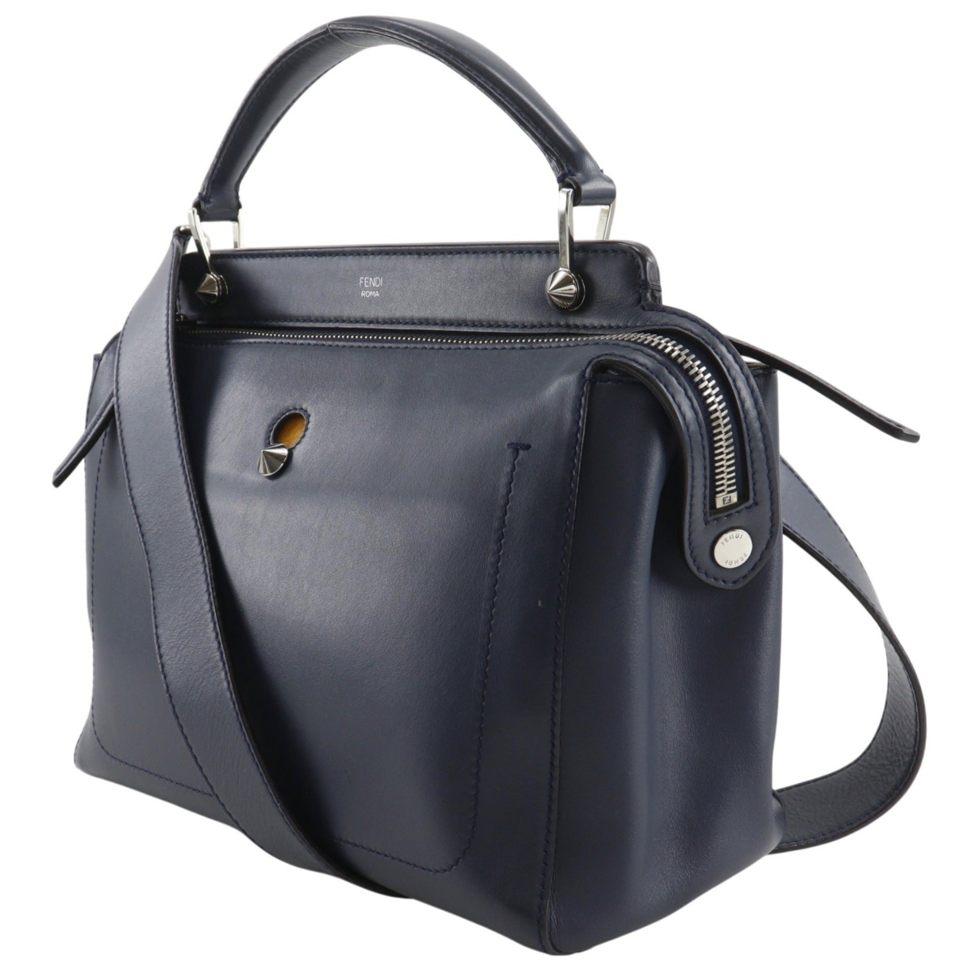 Fendi Navy Leather Handbag (Pre-Owned)