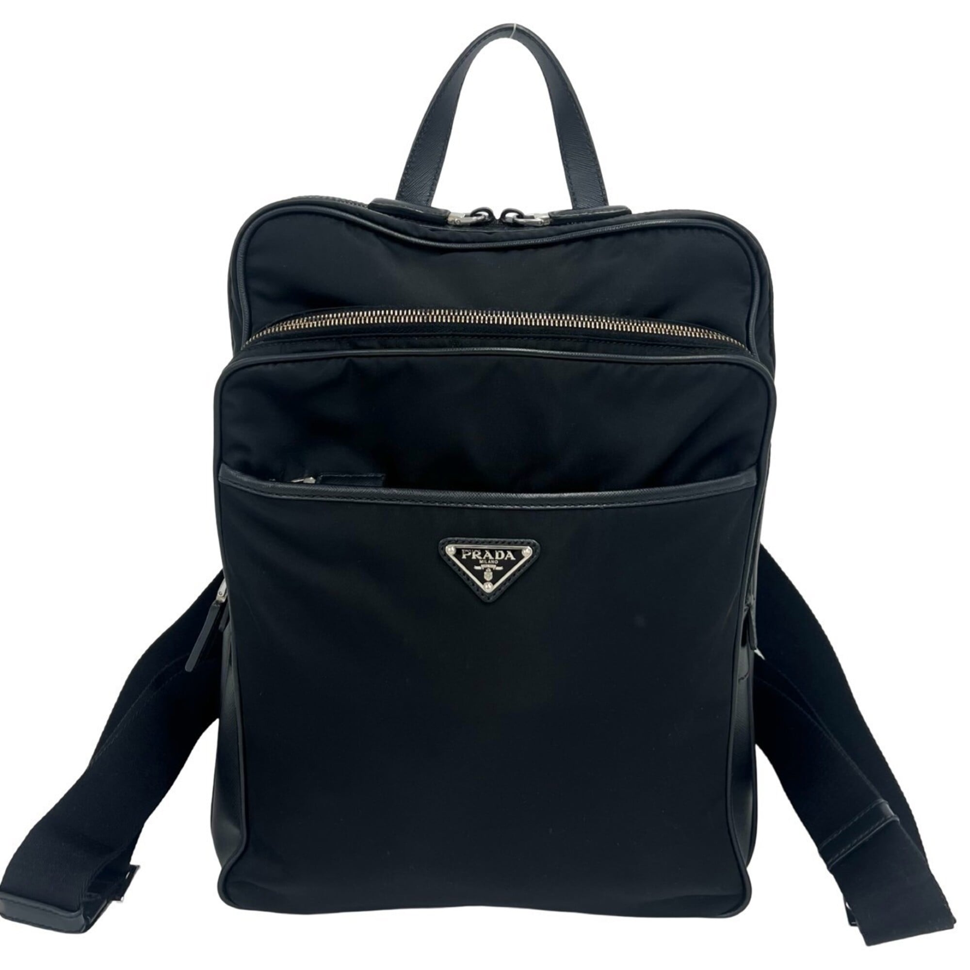Prada Black Nylon Leather Backpack (Pre-Owned)