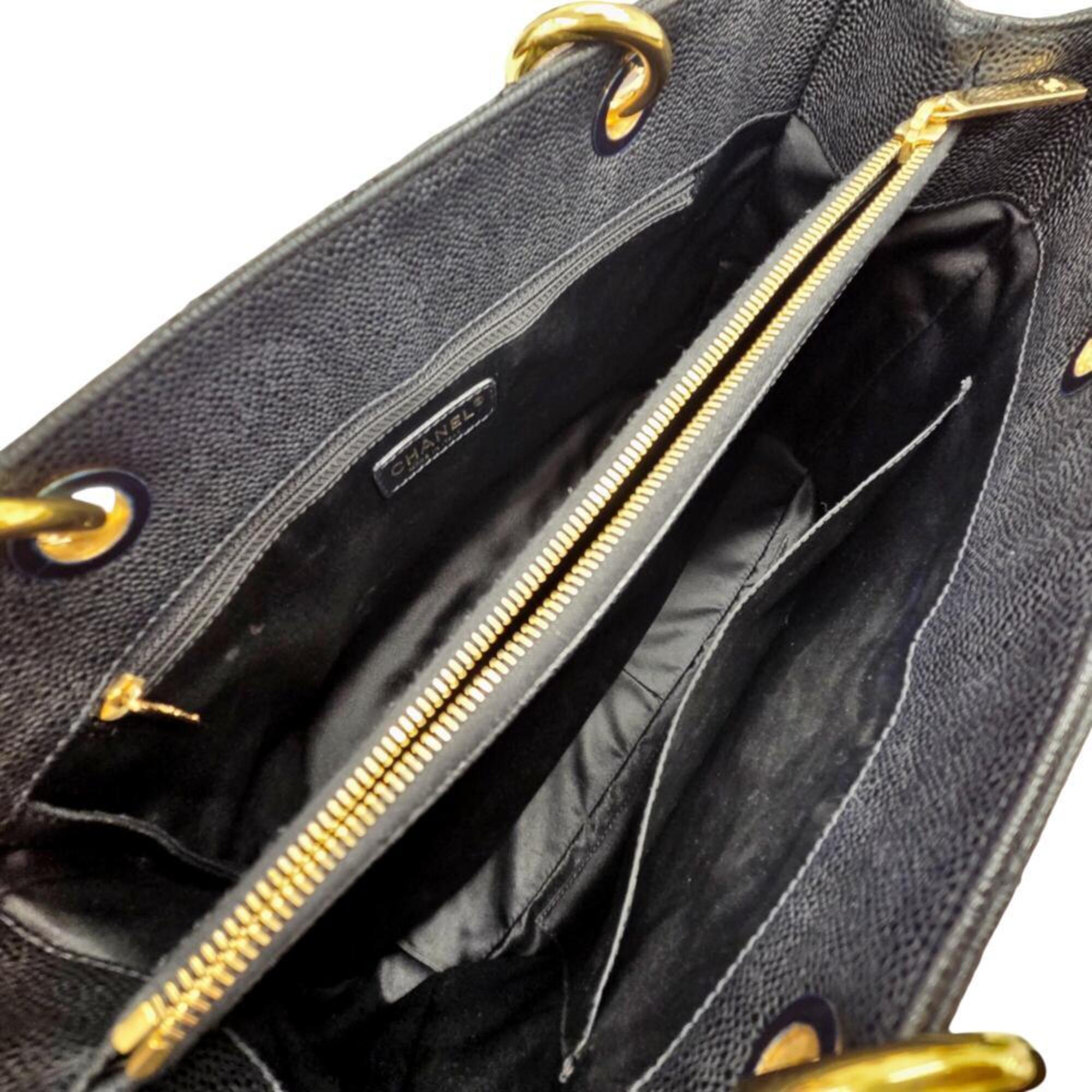 Chanel Black Grained Calfskin Tote Bag (Pre-Owned)