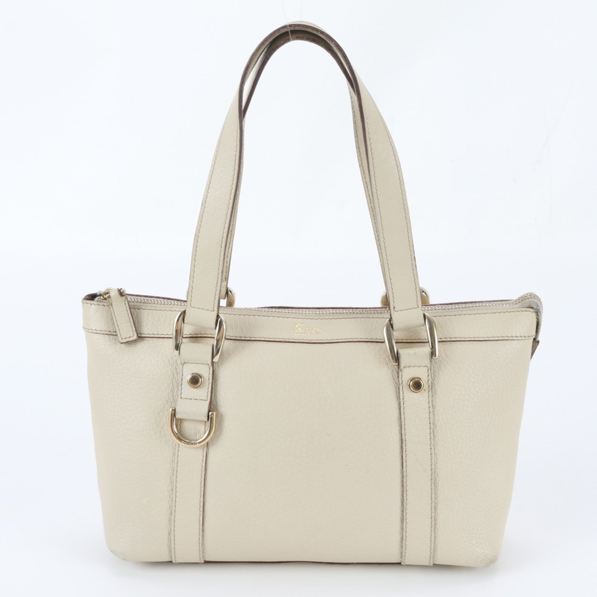 Gucci Ivory Leather Handbag Tote Bag (Pre-Owned)