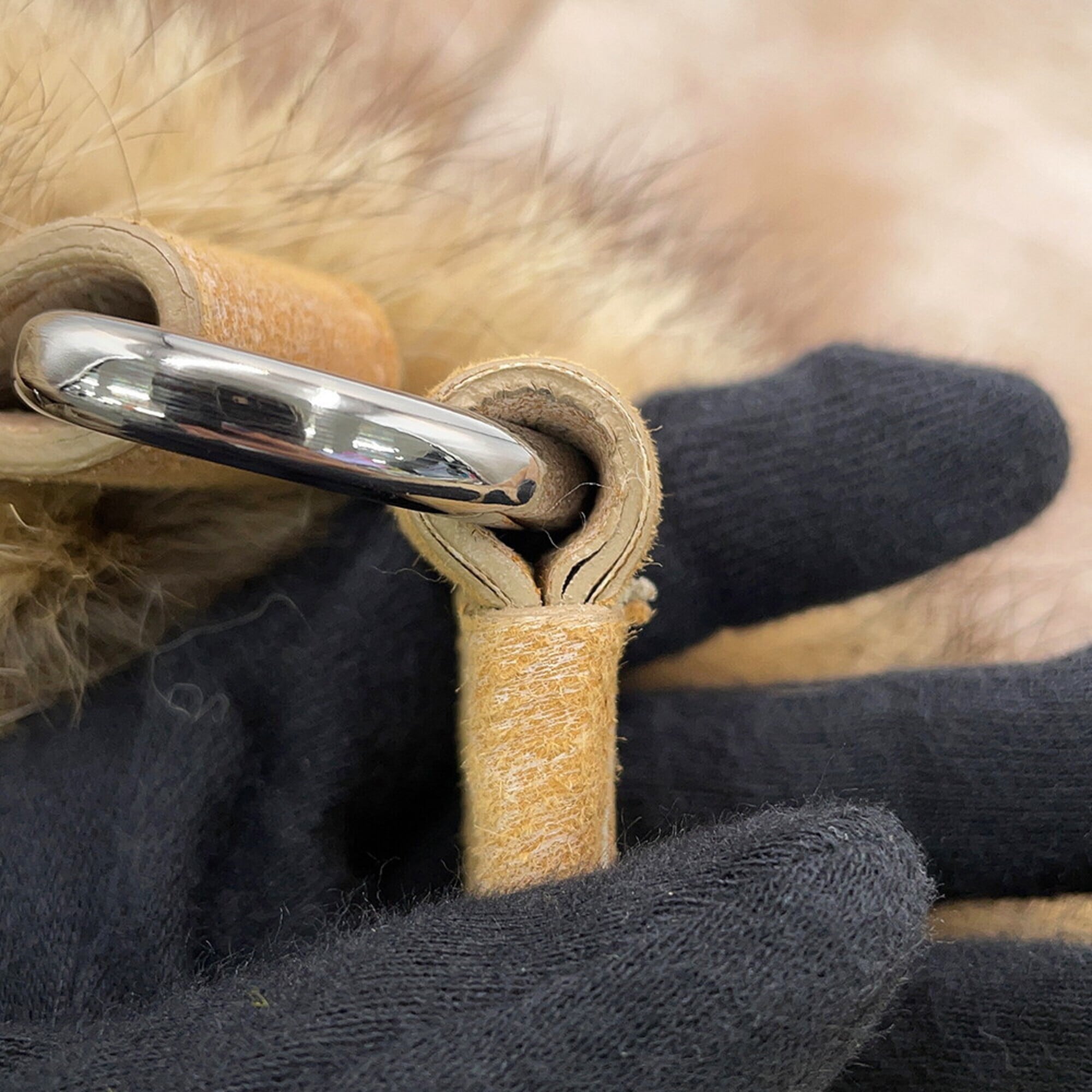 Prada Beige Fur Handbag Pouch Tote Bag (Pre-Owned)