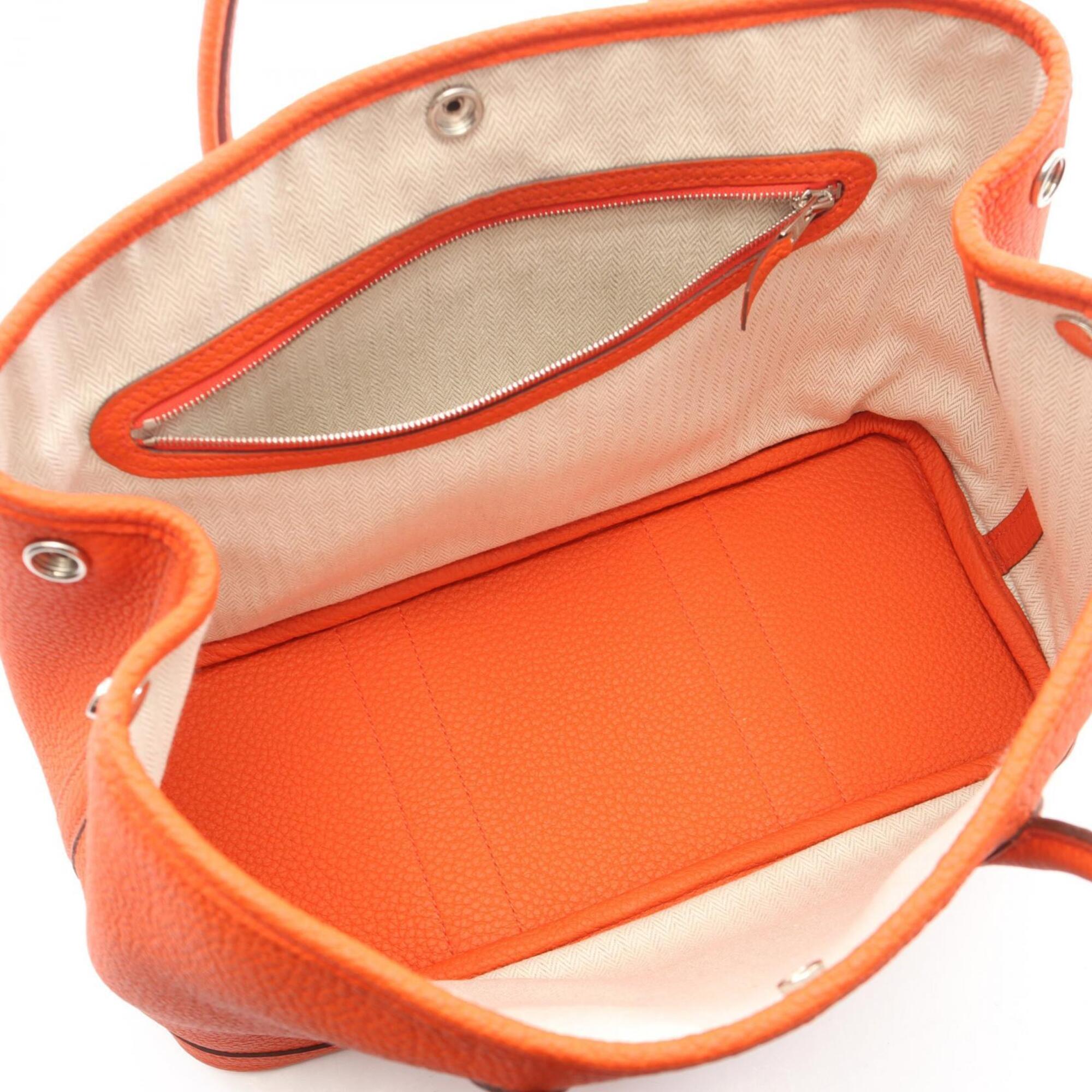 Hermes Garden Orange Negonda Leather Handbag Tote Bag (Pre-Owned)