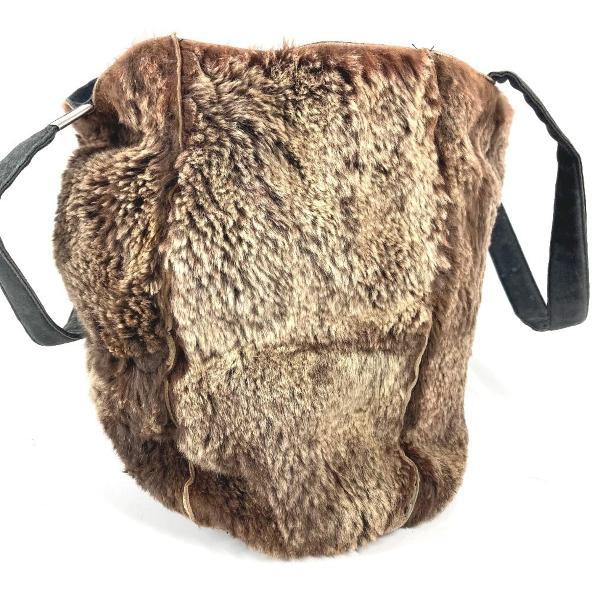 Chanel Black Brown Fur Shoulder Bag Tote Bag (Pre-Owned)