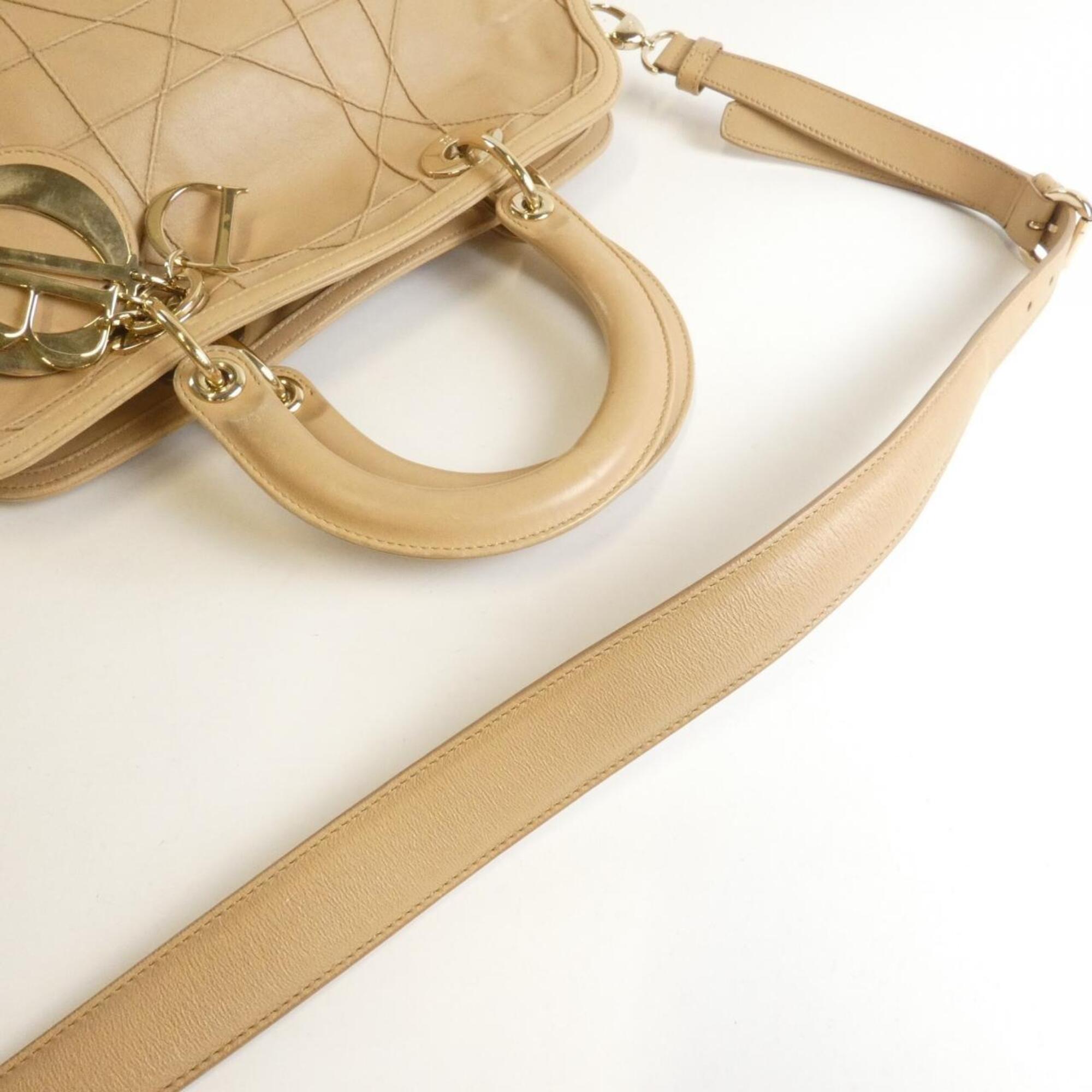 Christian Dior Beige Leather Handbag (Pre-Owned)