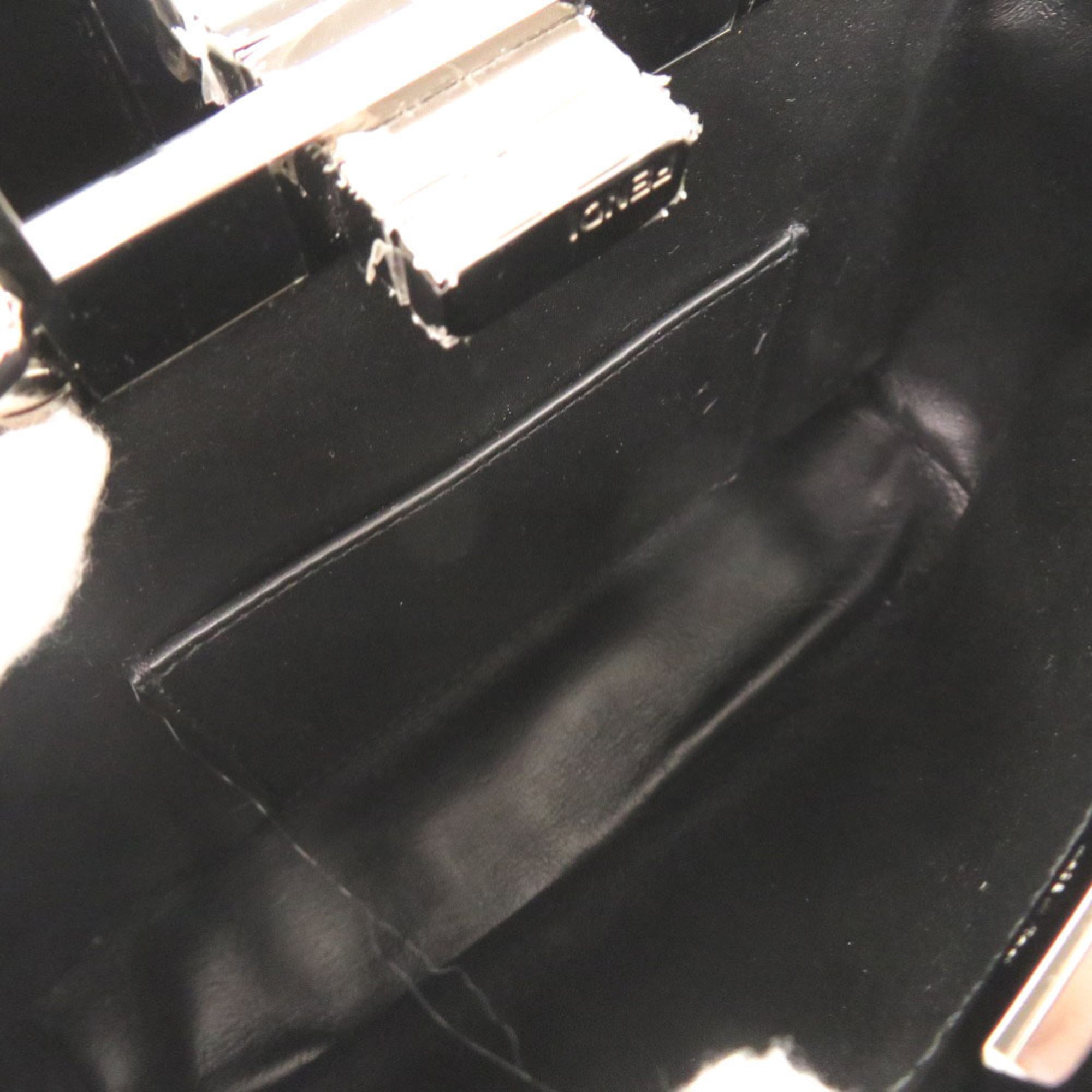 Fendi Black Red Color Patent Leather Handbag Shoulder Bag (Pre-Owned)