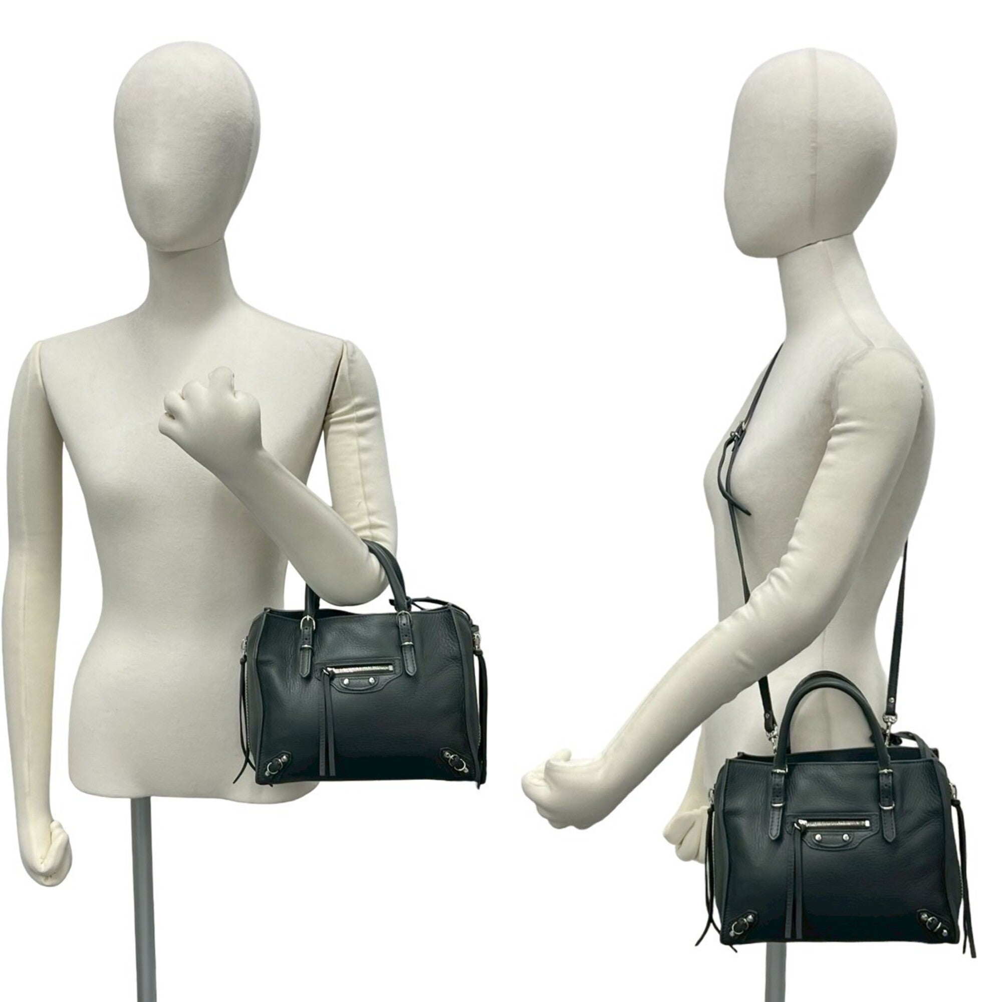 Balenciaga Gray Leather Handbag Shoulder Bag Tote Bag (Pre-Owned)