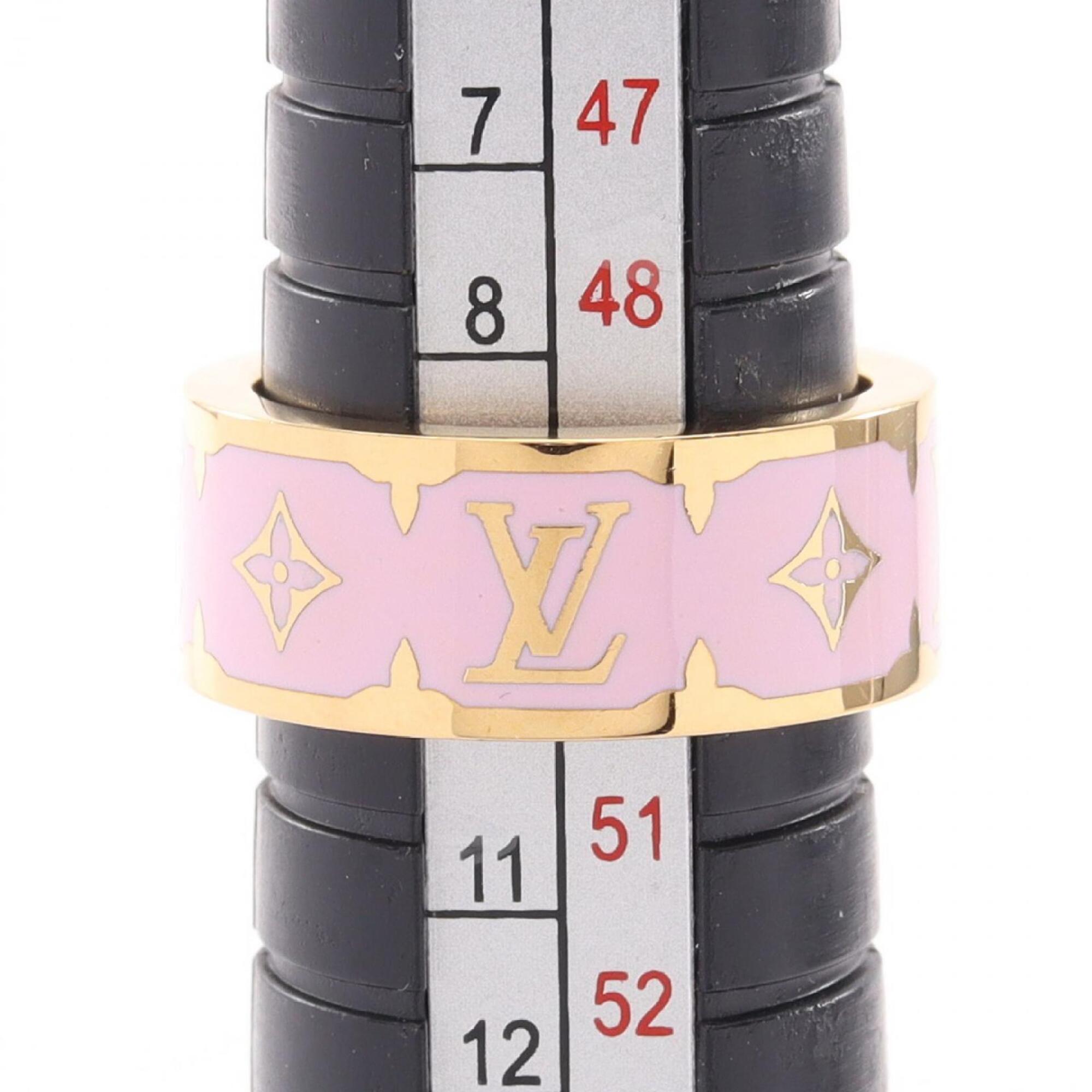 Louis Vuitton Gold Pink Enamel Gold Plating Band Ring (Pre-Owned)