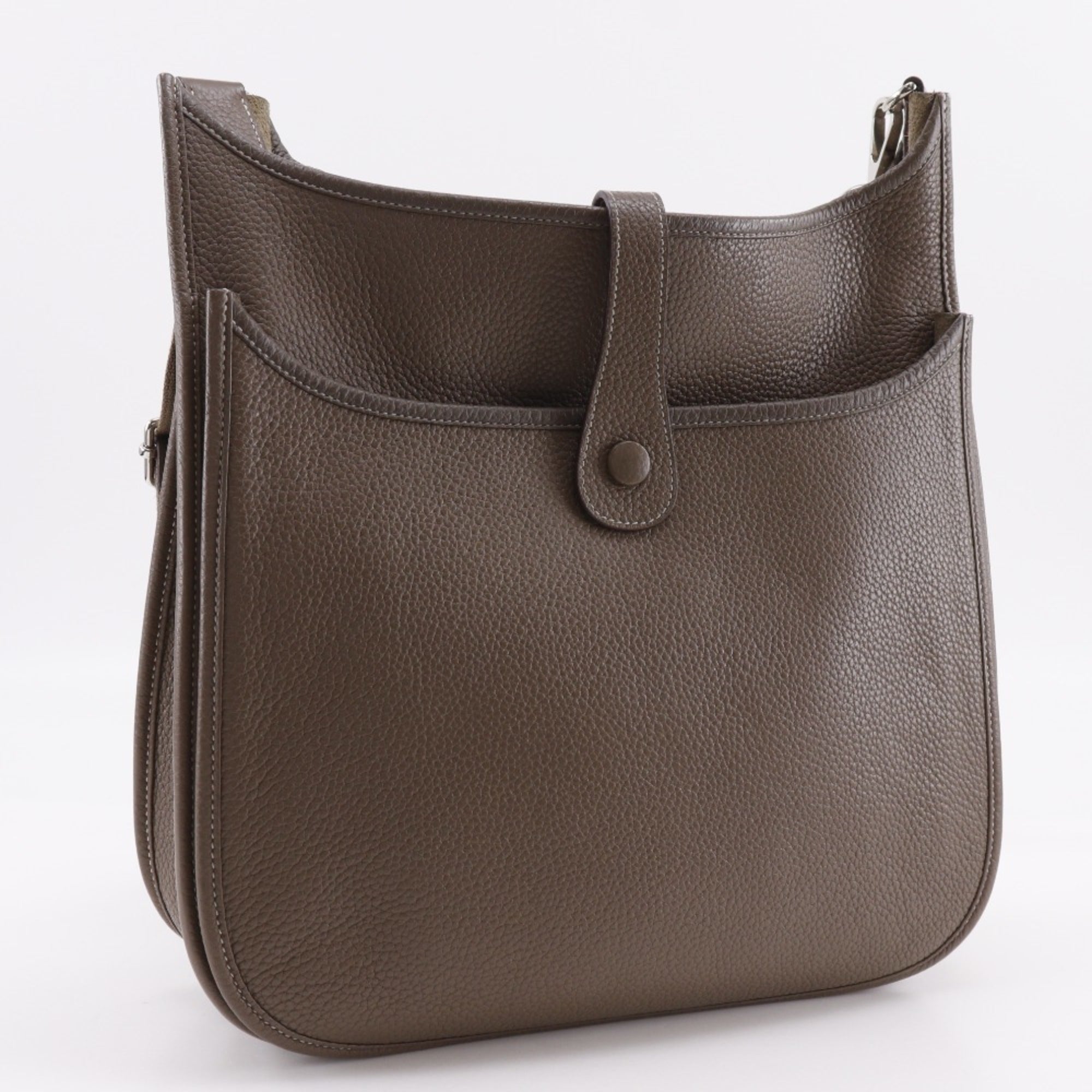 Hermes Etoupe Gray Gray Taurillon Clemence Leather Shoulder Bag (Pre-Owned)