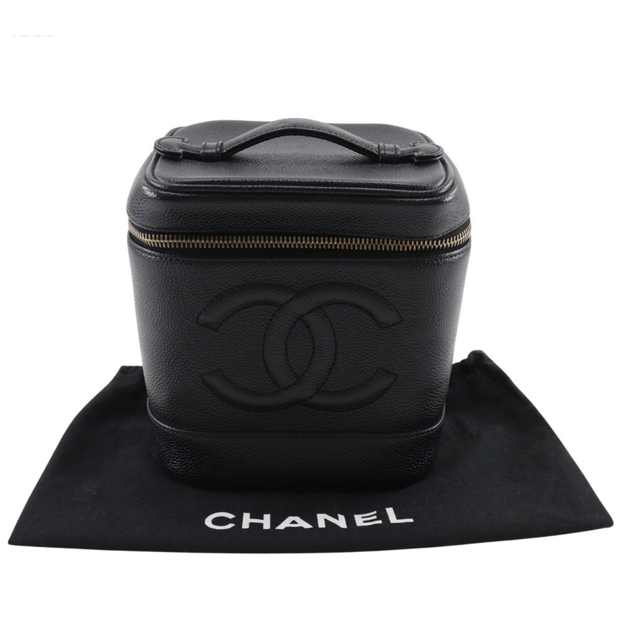 Chanel Black Caviar Leather Handbag Pouch (Pre-Owned)