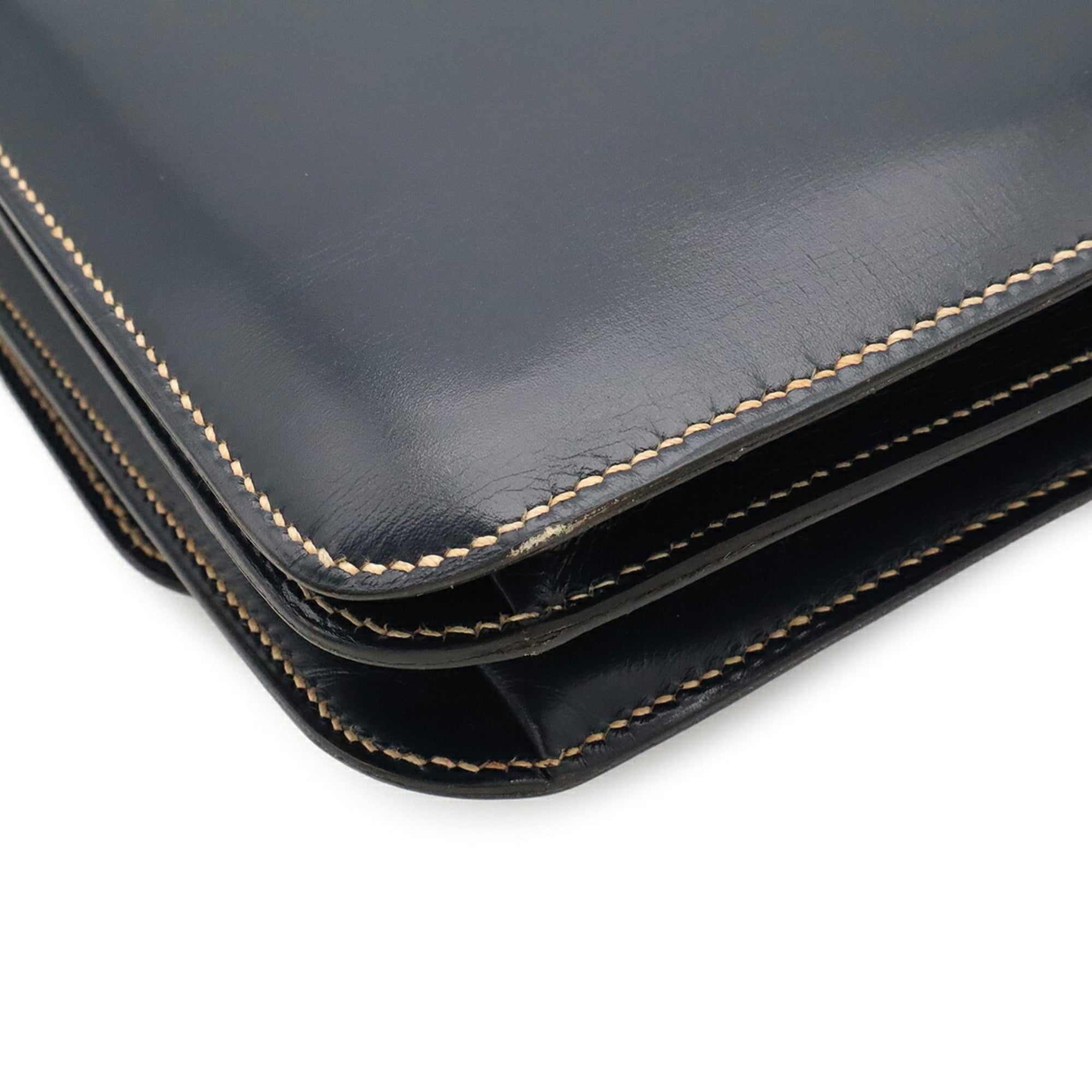 Hermes Navy Box Calf Leather Pochette Shoulder Bag (Pre-Owned)