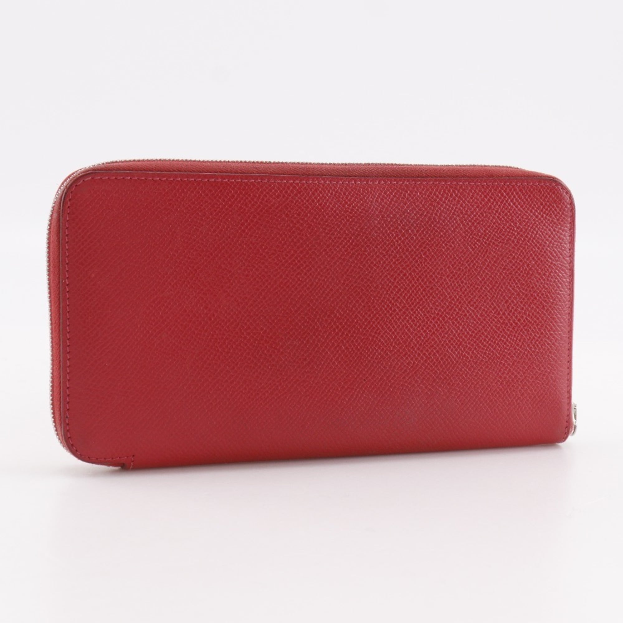 Hermes Red Color Epsom Leather Long Wallet (Bi-Fold) (Pre-Owned)