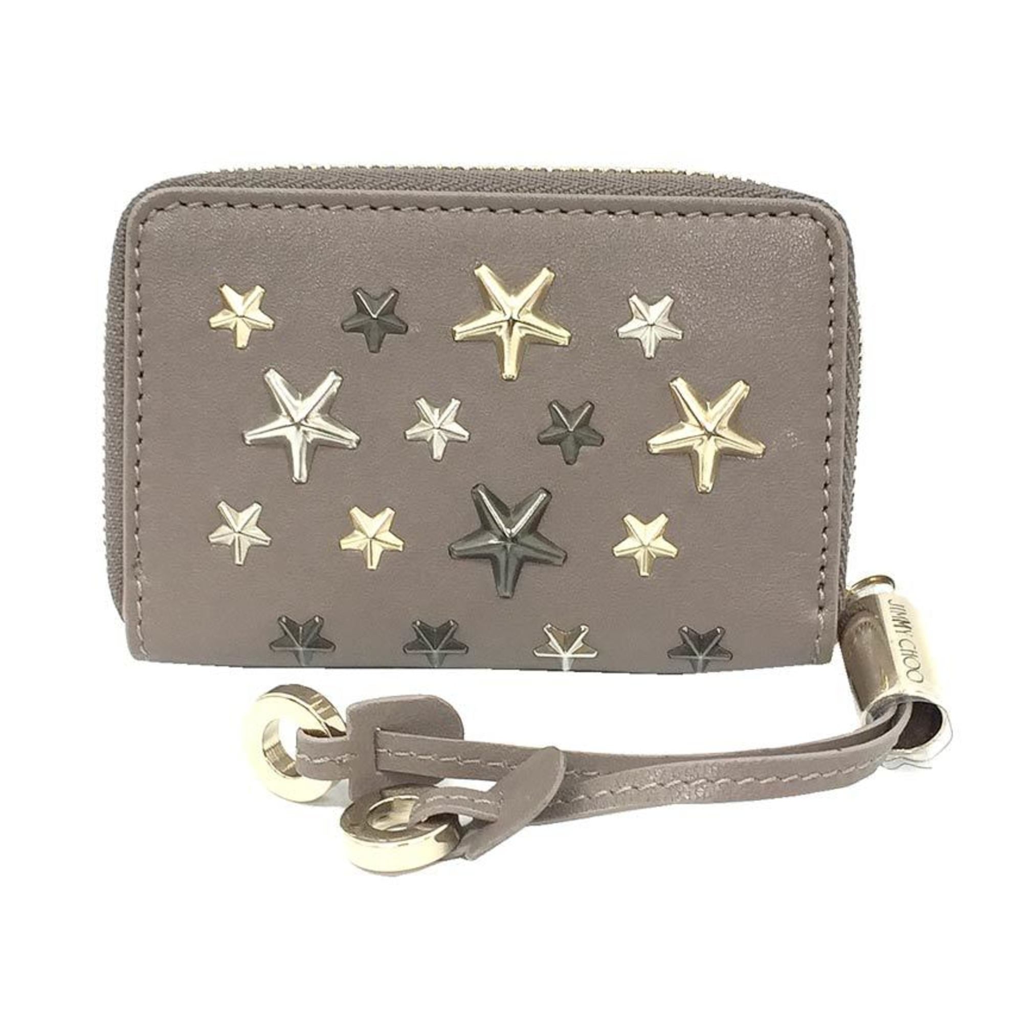 Jimmy Choo Grayish Metallic Leather Coin Purse/Coin Case (Pre-Owned)