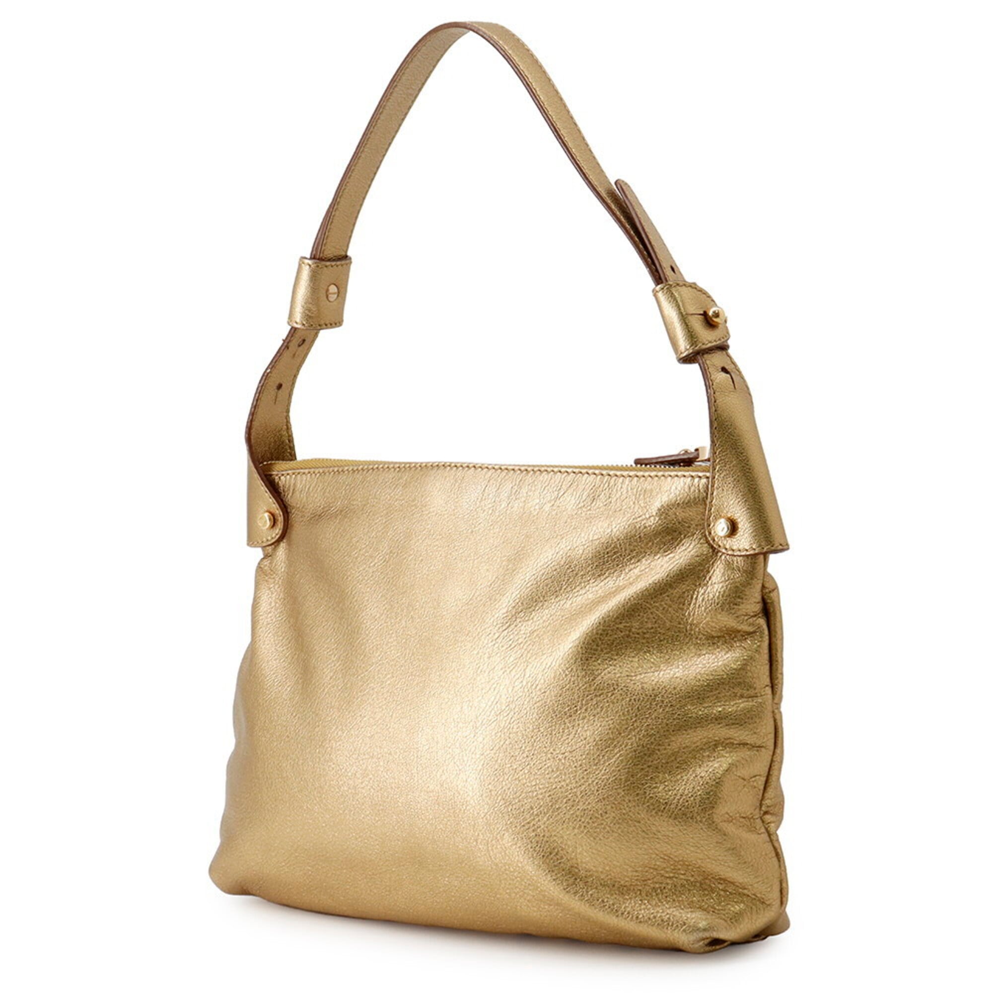 Salvatore Ferragamo Gold Leather Handbag Shoulder Bag (Pre-Owned)
