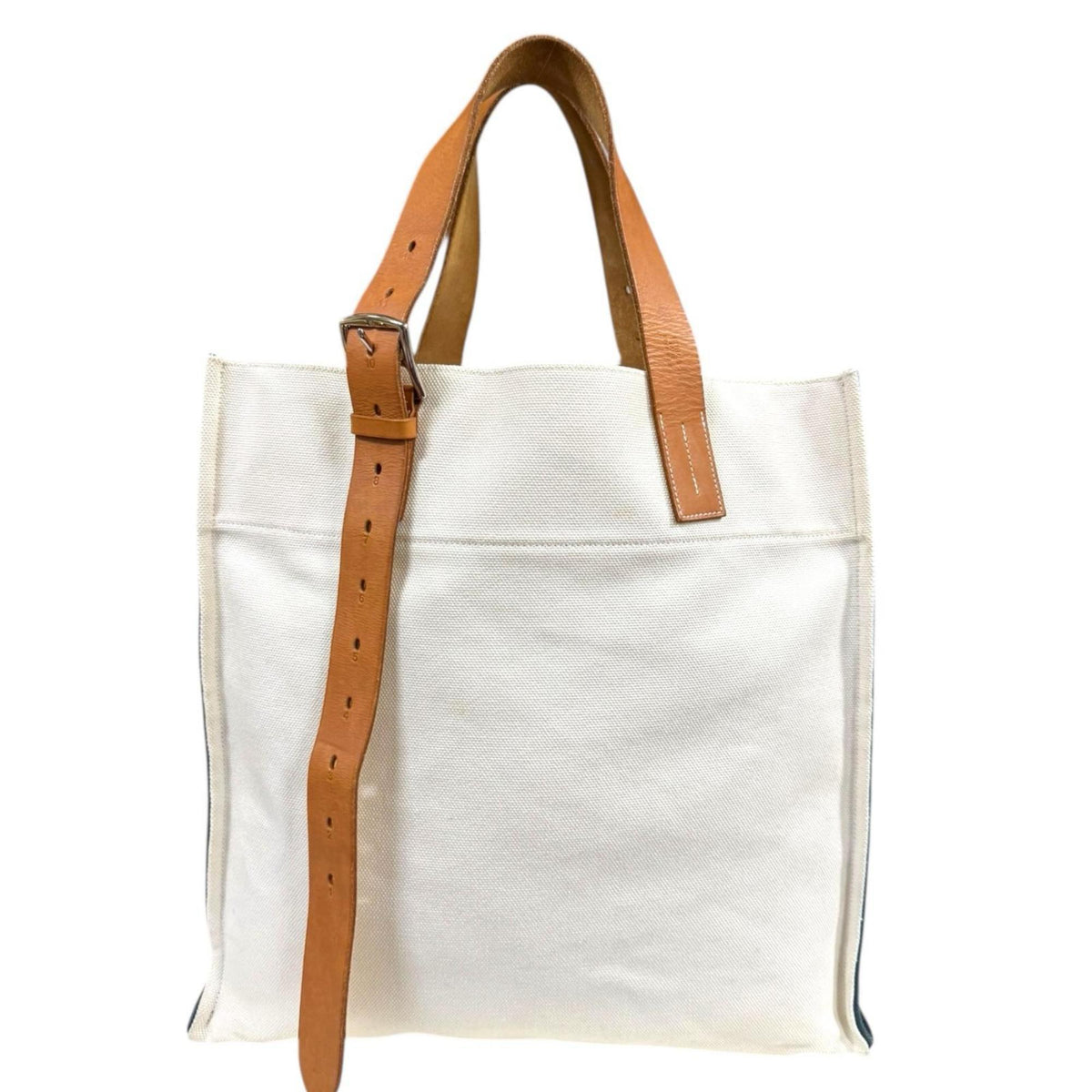 Hermes Navy White Canvas Shoulder Bag (Pre-Owned)