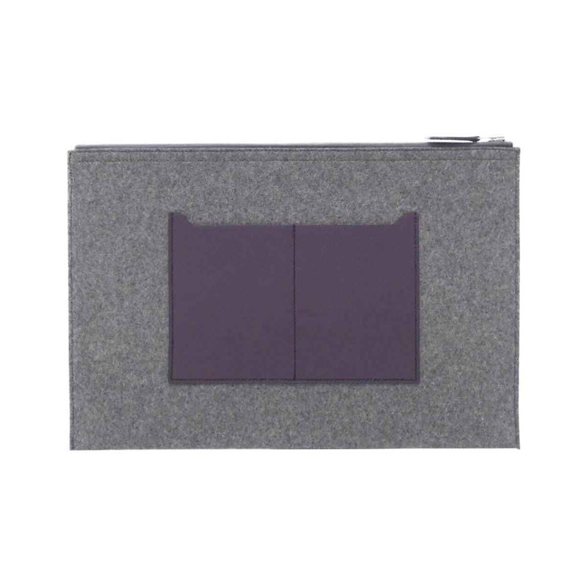 Hermes Gray Felt Epsom Leather Handbag Pouch (Pre-Owned)