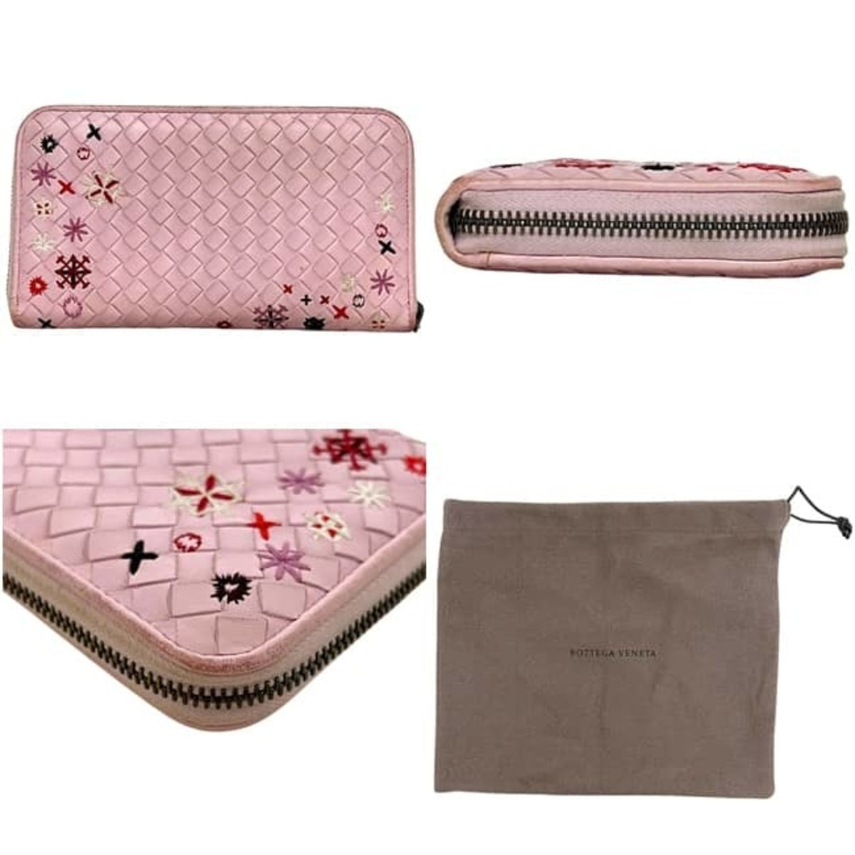 Bottega Veneta Pink Leather Long Wallet (Bi-Fold) (Pre-Owned)