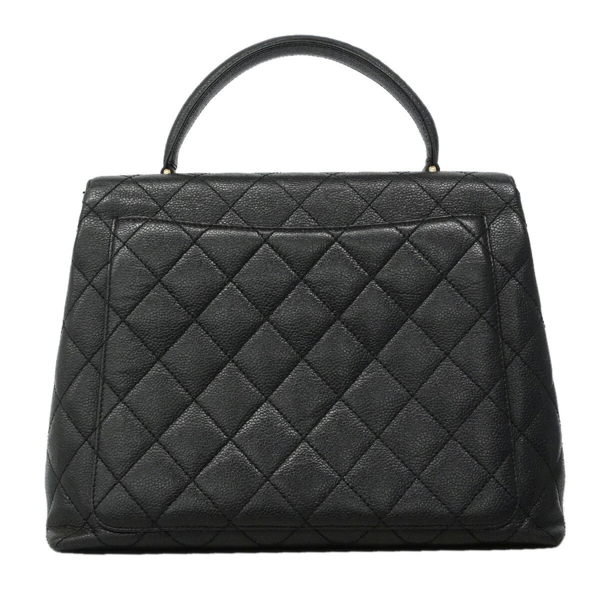 Chanel Black Grained Calfskin Handbag (Pre-Owned)